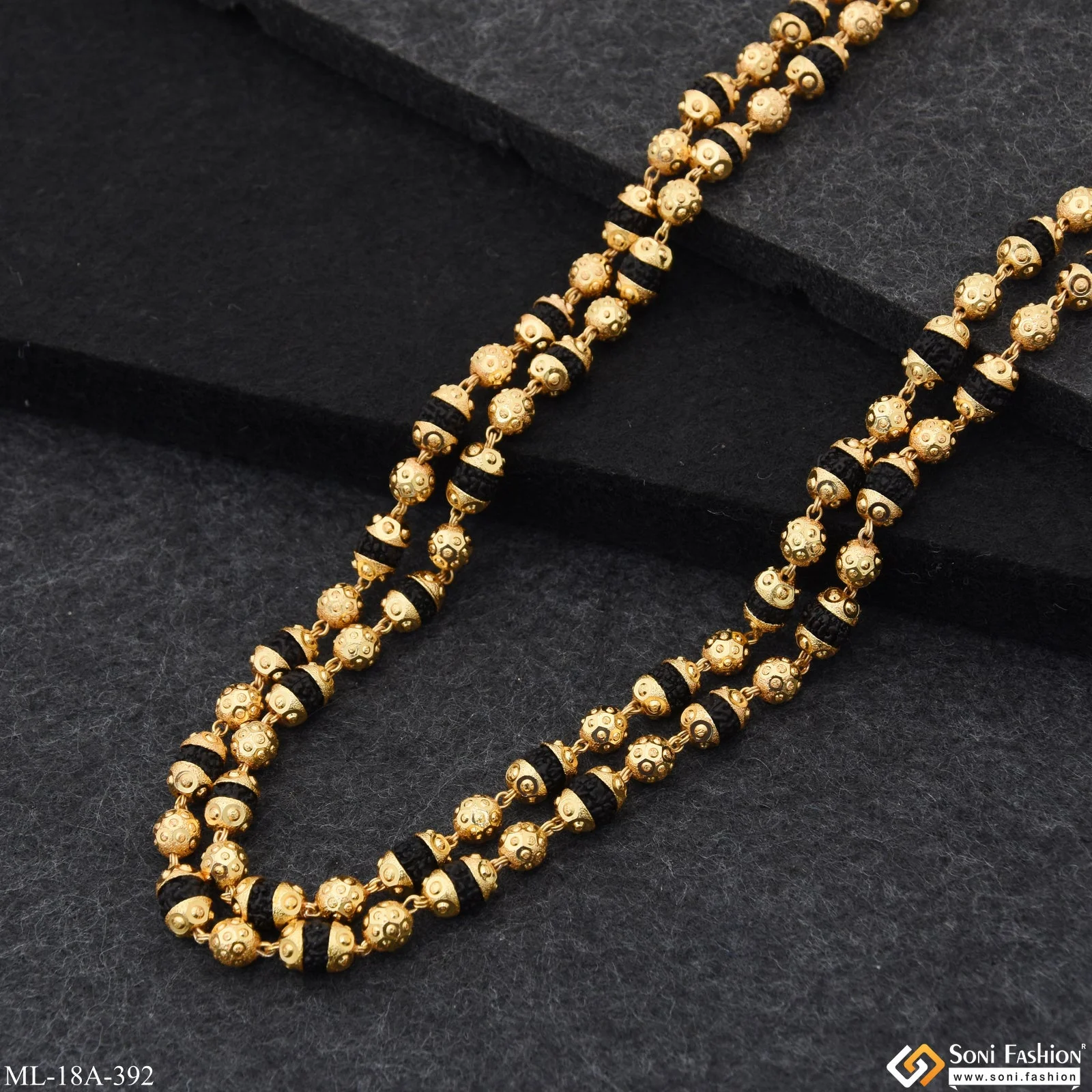2 Line Attention-Getting Design Rudraksha Mala for Men - Style A392 - Image 5