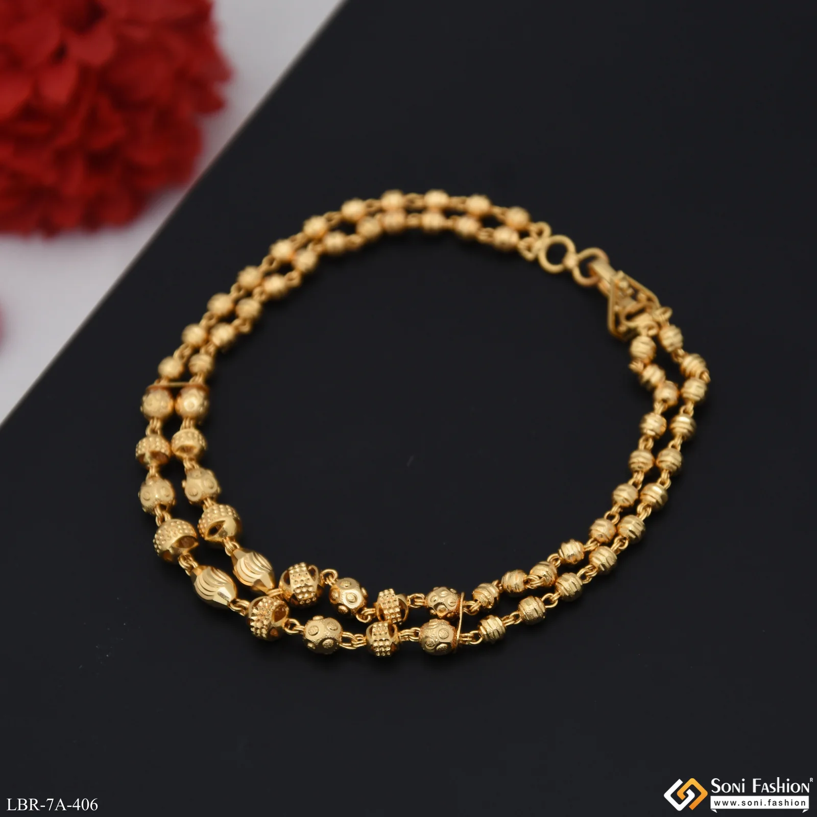 2 Line Charming Design Gold Plated Bracelet for Ladies - Style A406 - Image 5