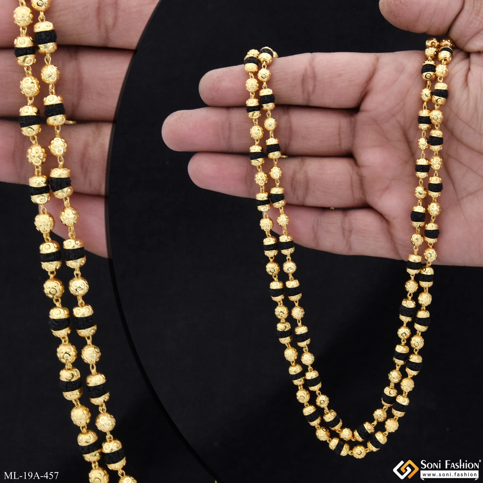 2 Line Gold Plated Rudraksha Mala for Men - Style A457 - Image 2