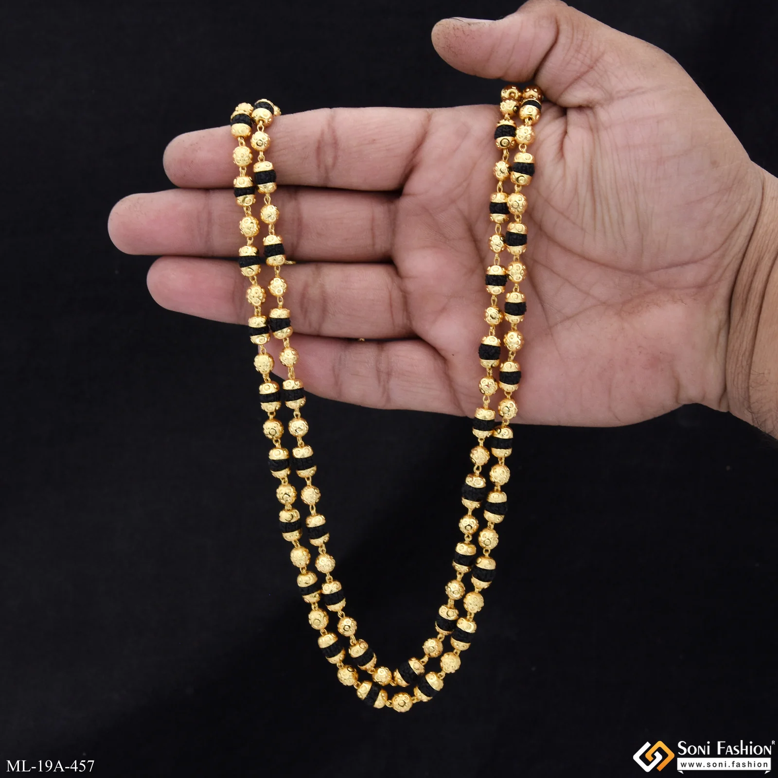 2 Line Gold Plated Rudraksha Mala for Men - Style A457 - Image 6