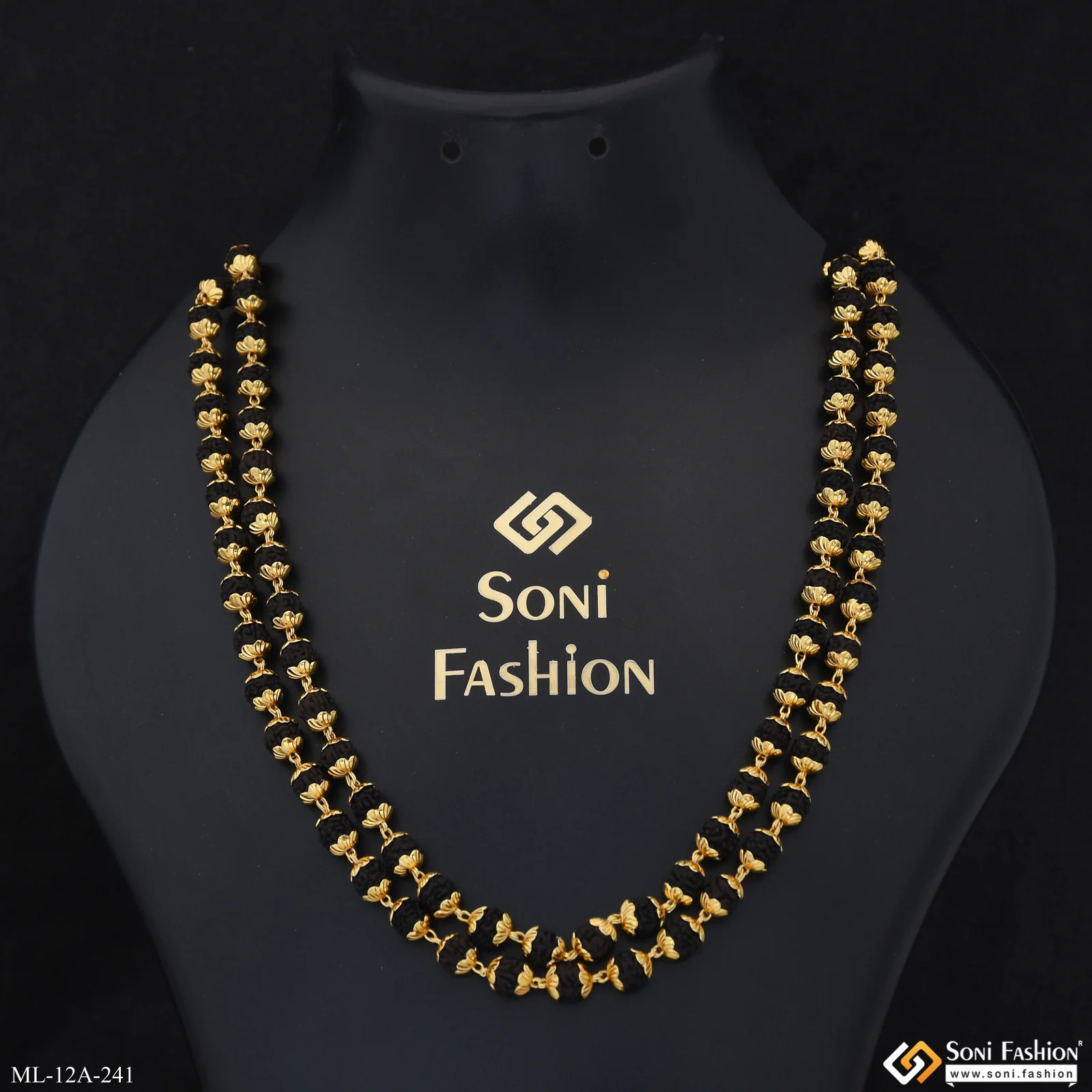 2 Line Latest Design High-quality Gold Plated Rudraksha Mala For Men - Style A241 - Image 3