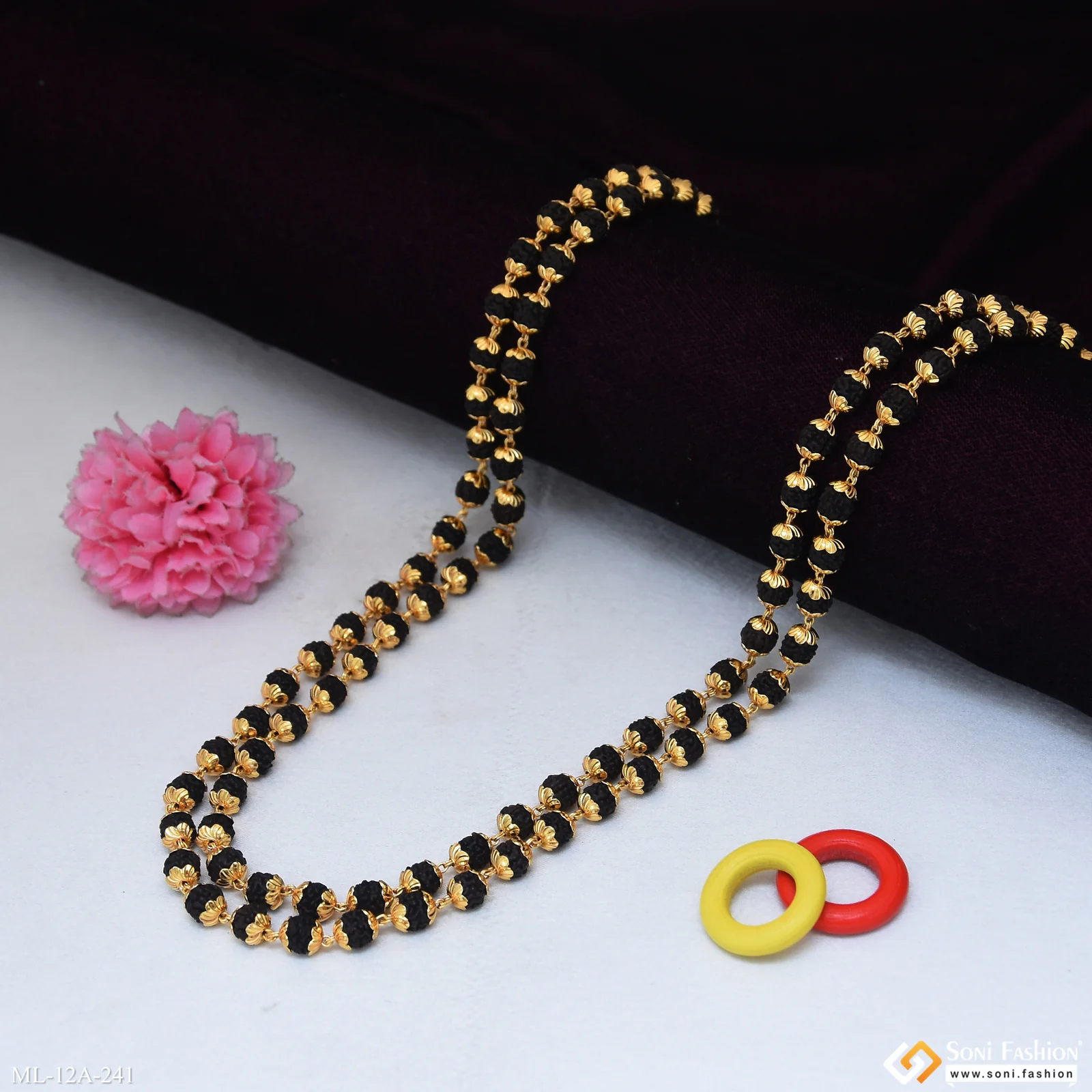 2 Line Latest Design High-quality Gold Plated Rudraksha Mala For Men - Style A241 - Image 4