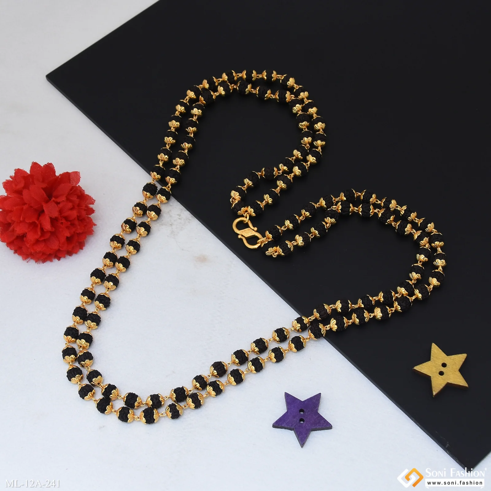 2 Line Latest Design High-quality Gold Plated Rudraksha Mala For Men - Style A241 - Image 6