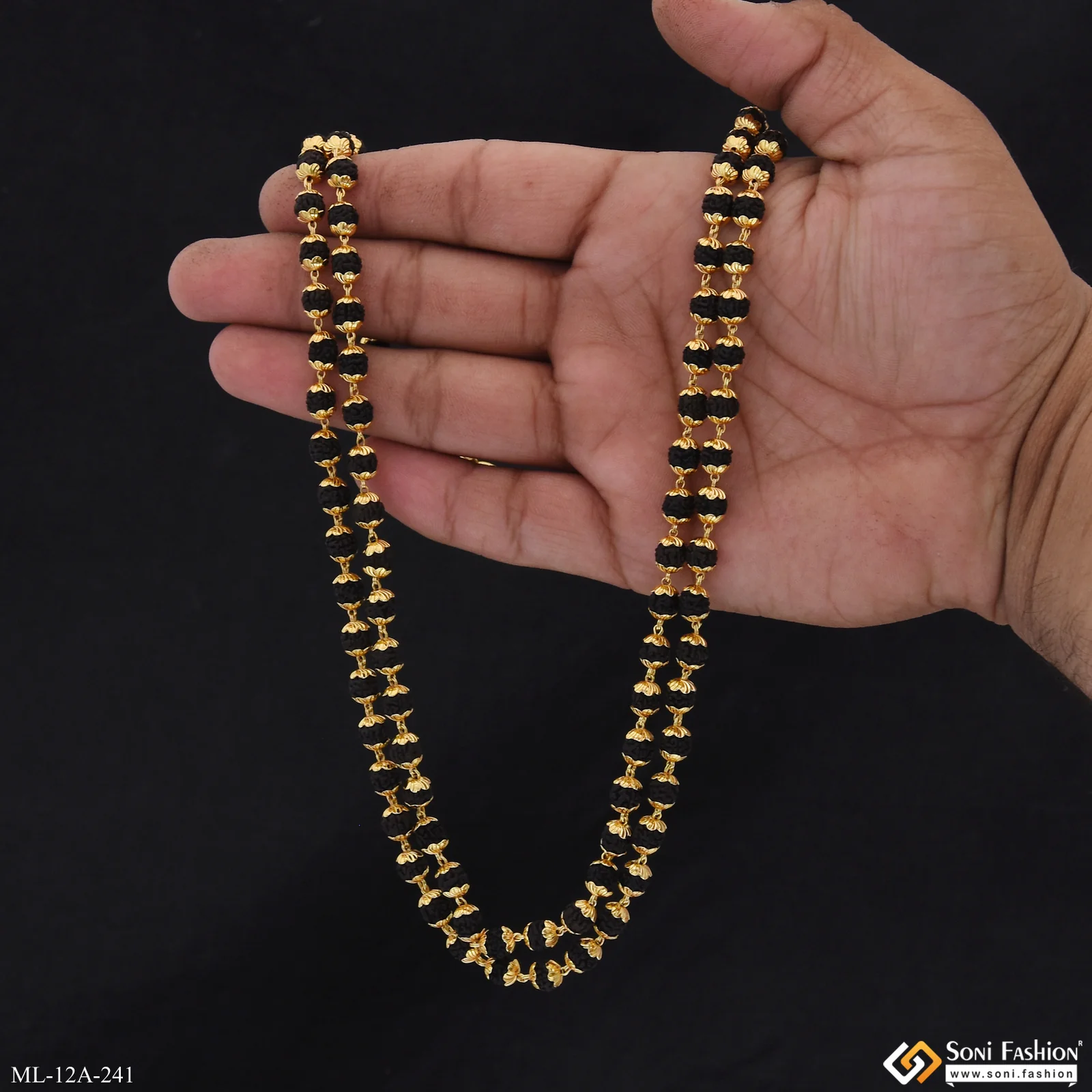 2 Line Latest Design High-quality Gold Plated Rudraksha Mala For Men - Style A241 - Image 7
