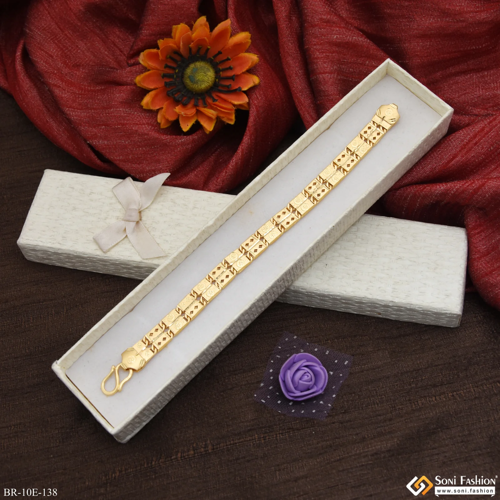 2 Line Popular Design Gold Plated Nawabi Bracelet for Men - Style E138 - Image 2