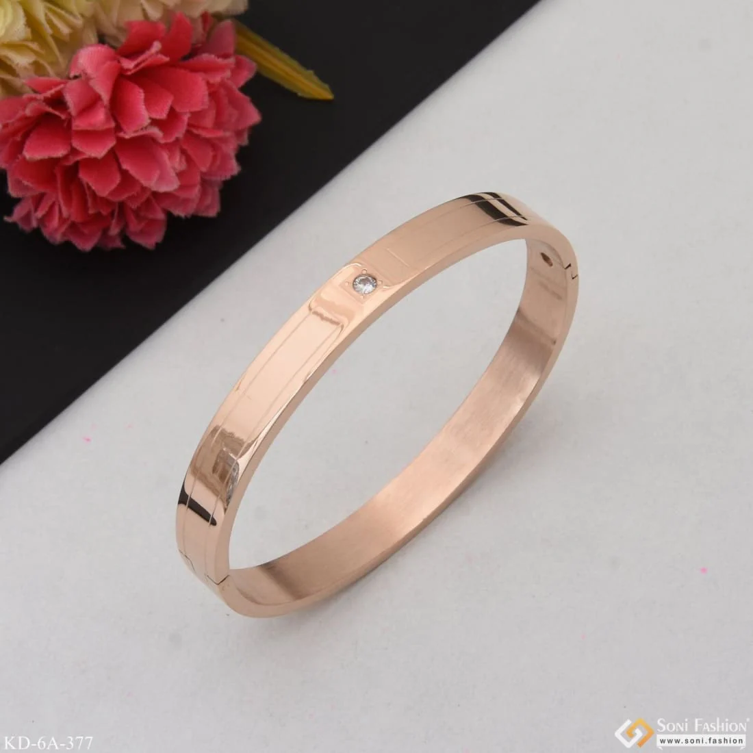 2 Line Sophisticated Design Long-lasting Quality Rose Gold Kada - Style A377 - Image 2