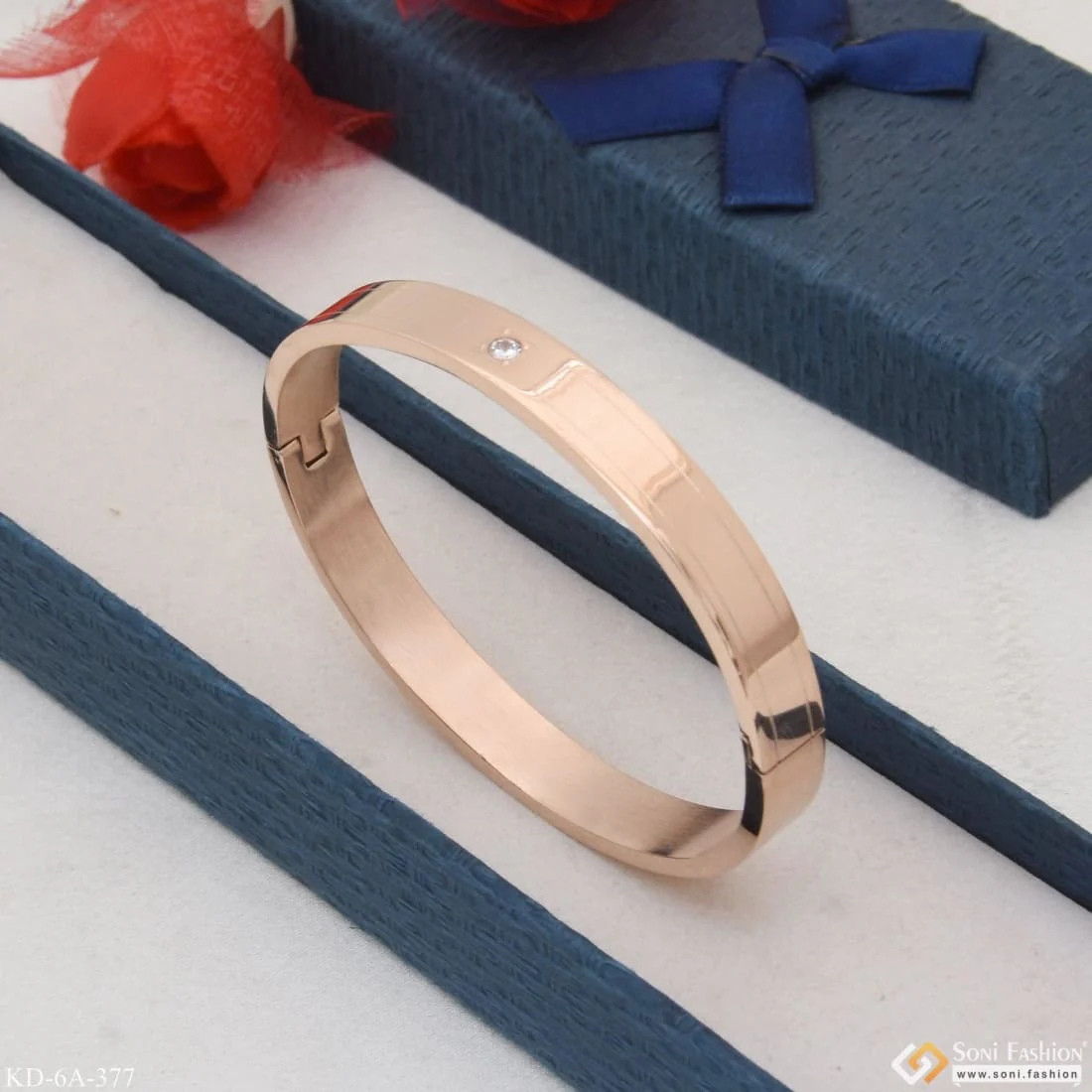 2 Line Sophisticated Design Long-lasting Quality Rose Gold Kada - Style A377 - Image 3
