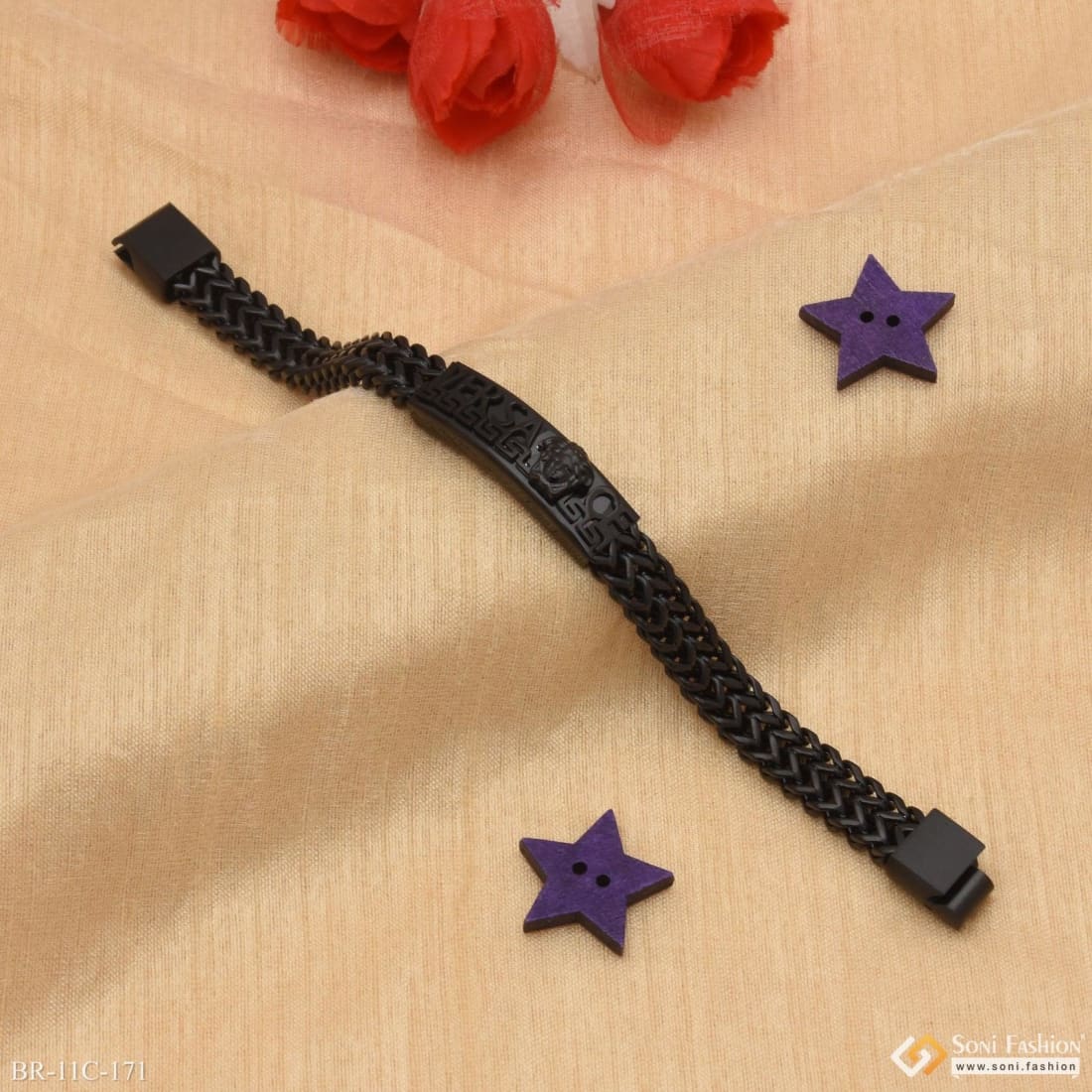 2 Line Superior Quality Sparkling Design Black Color Bracelet For Men - Style C171 - Image 3