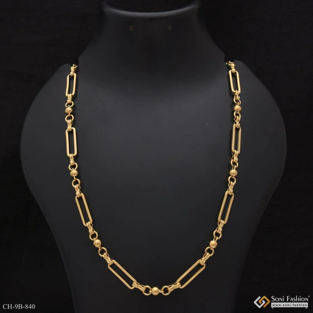 3 in 1 Ball Charming Design Premium-Grade Quality Golden Color Chain - Style B840