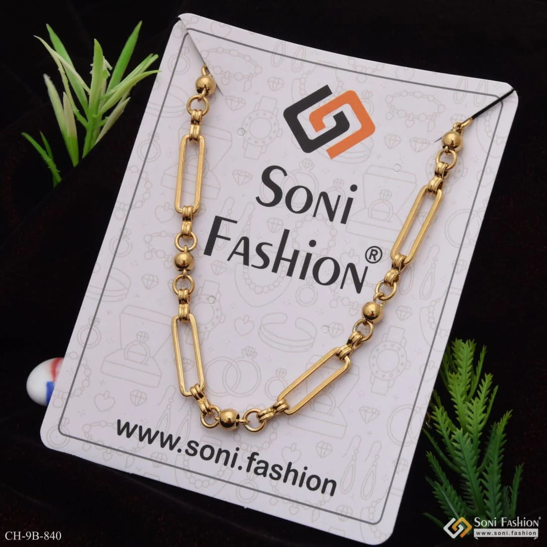 3 in 1 Ball Charming Design Premium-Grade Quality Golden Color Chain - Style B840 - Image 6
