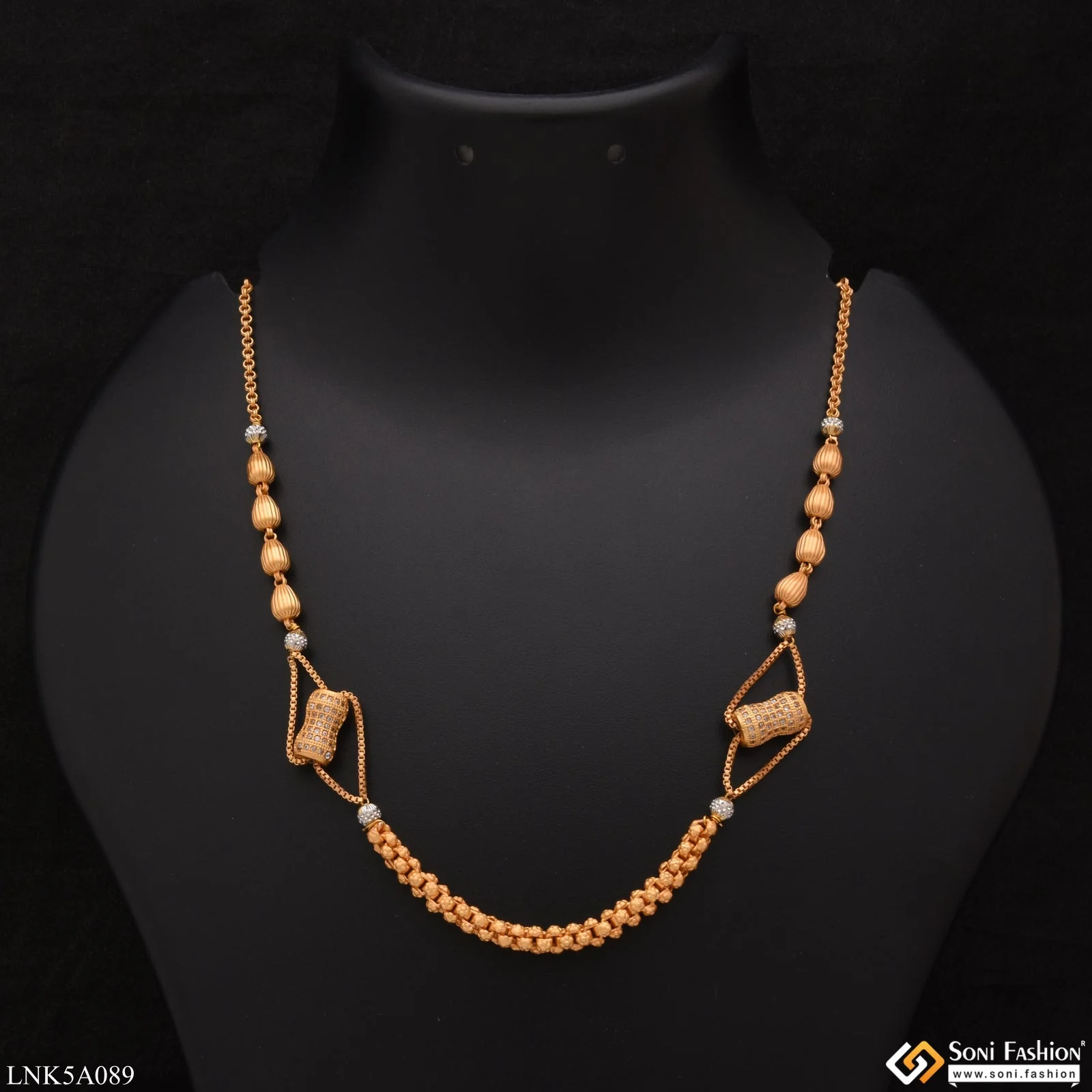 3 In 1 Pattern With Diamond New Style Gold Plated Necklace For Women - Style Lnka089