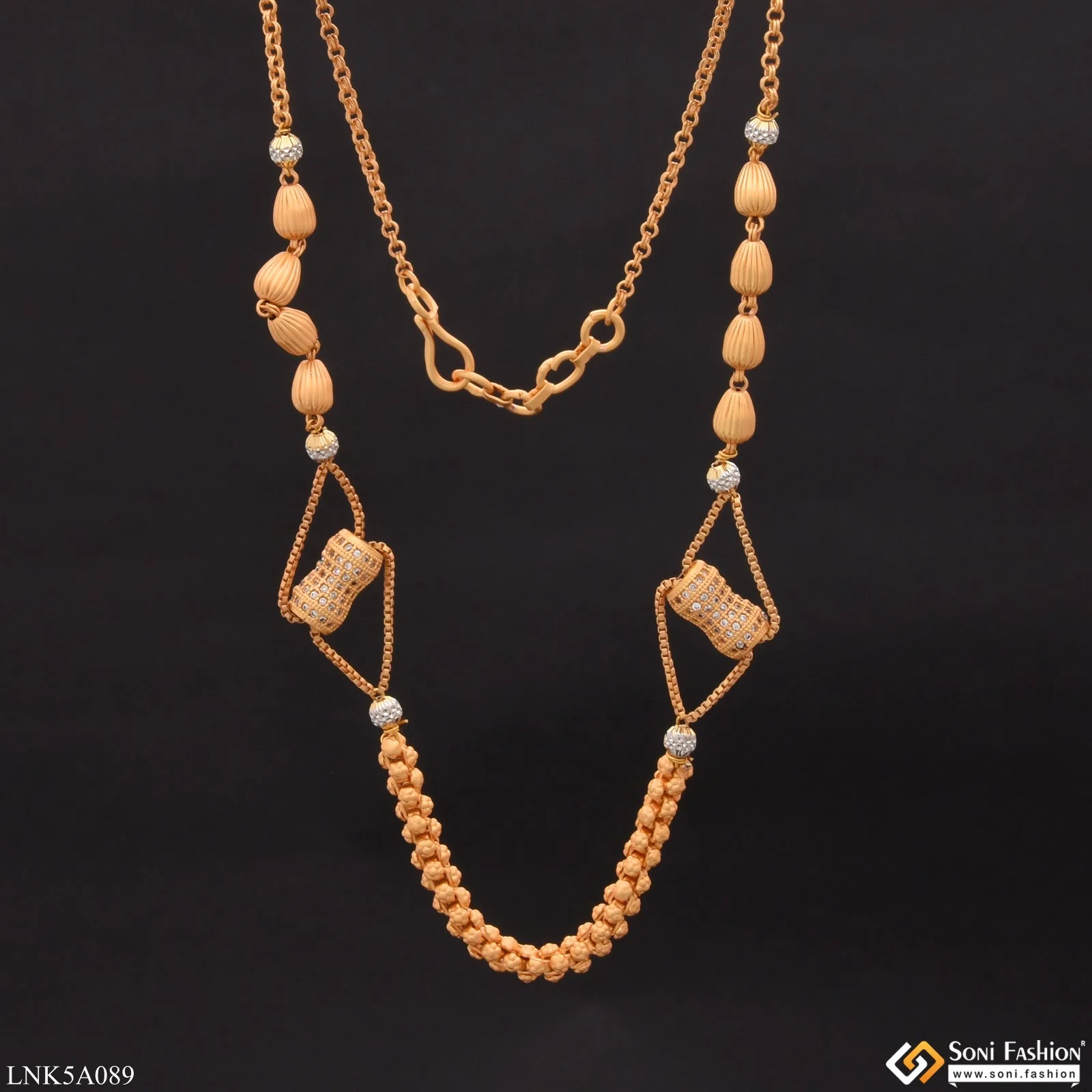 3 In 1 Pattern With Diamond New Style Gold Plated Necklace For Women - Style Lnka089 - Image 4