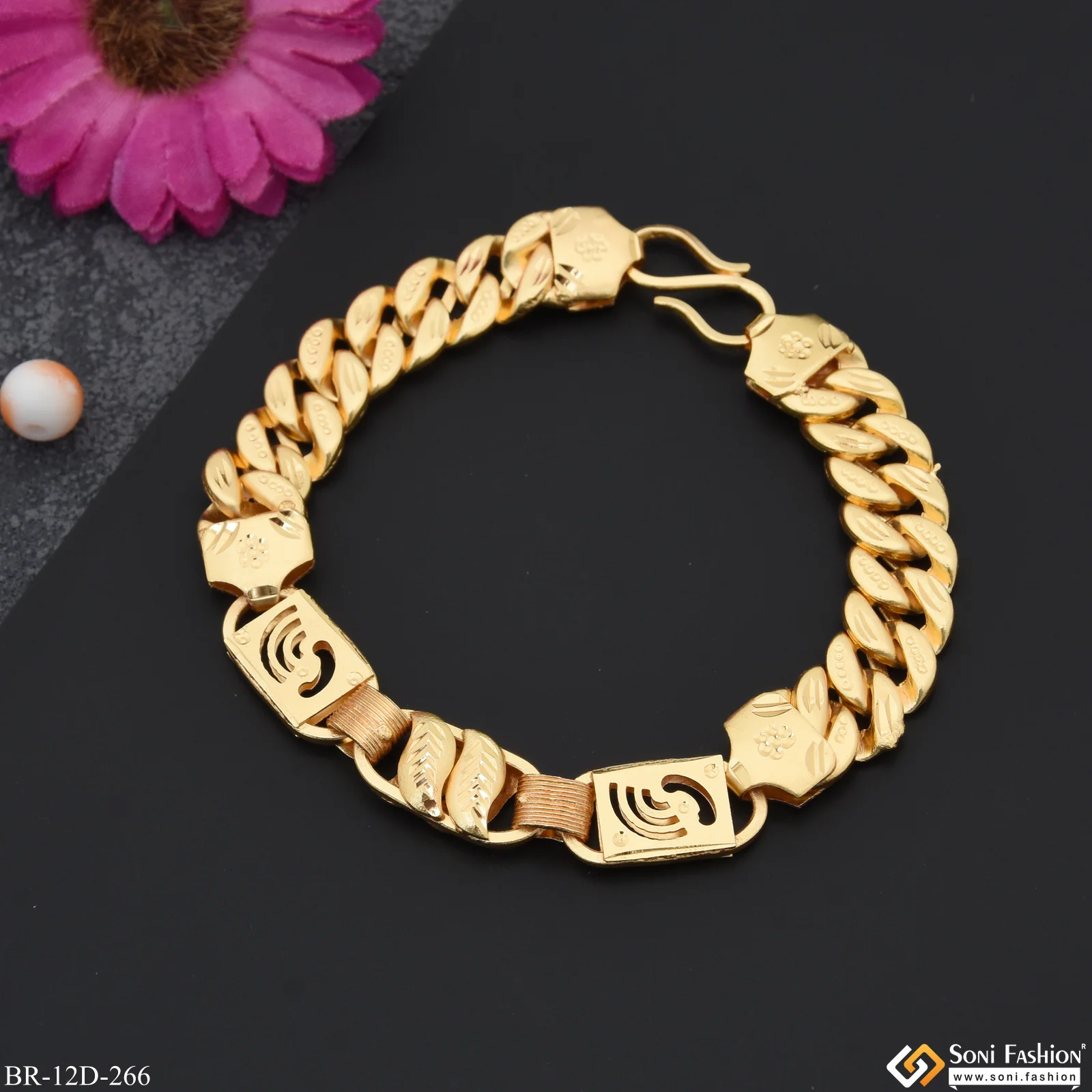 3 In 1 Superior Design Gold Plated Bracelet for Men - Style D266 - Image 4