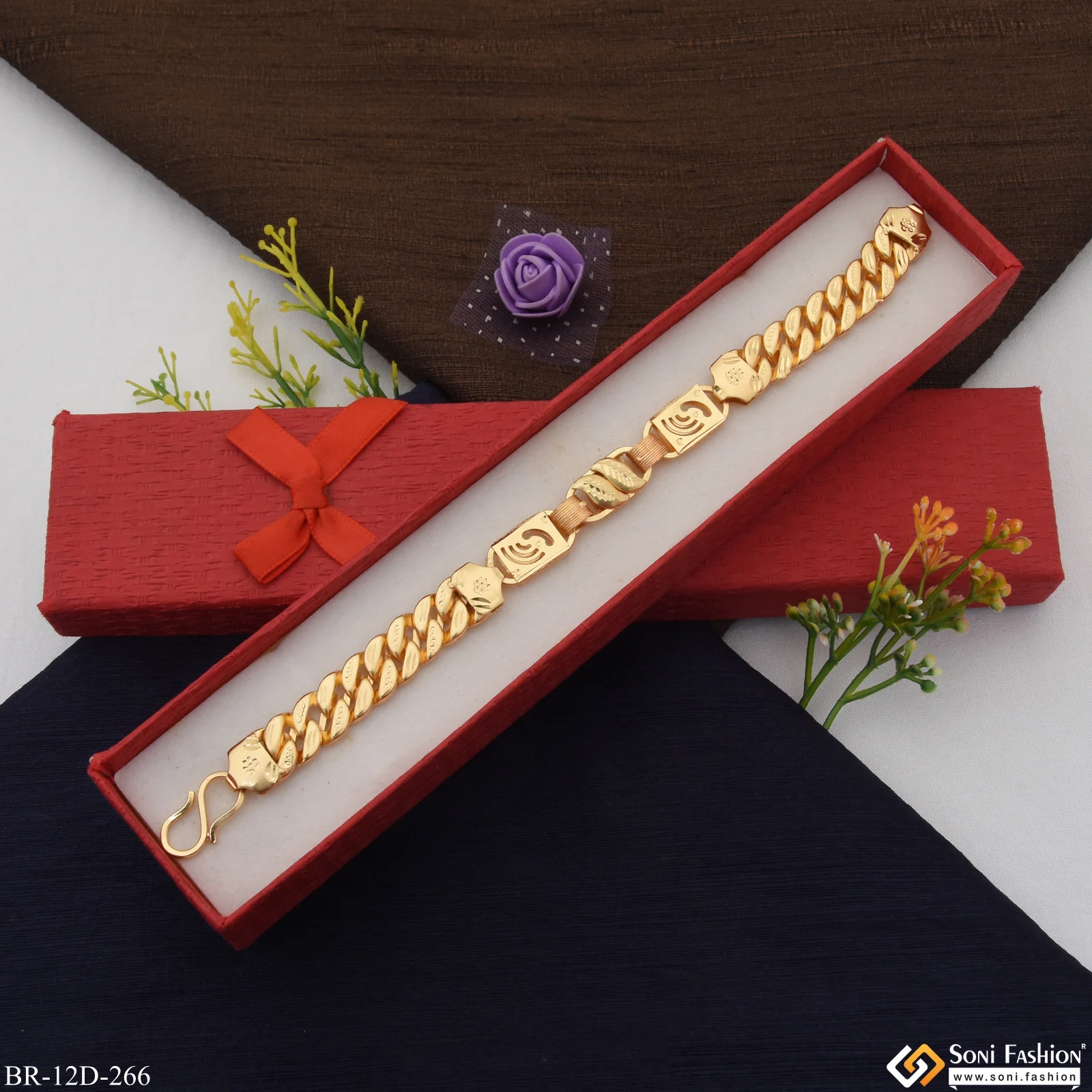 3 In 1 Superior Design Gold Plated Bracelet for Men - Style D266 - Image 5