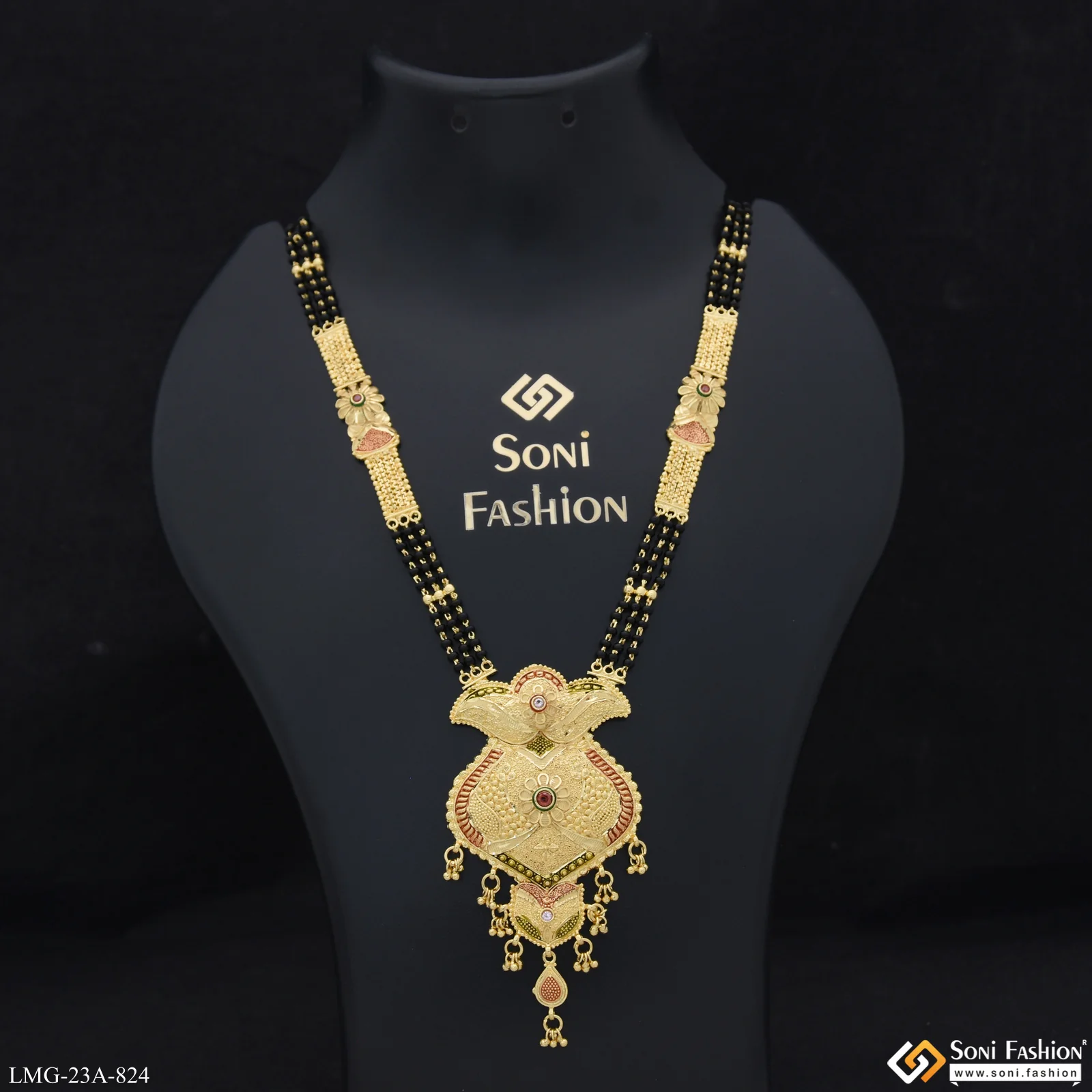 3 Line Graceful Design Gold Plated Mangalsutra for Women - Style A824