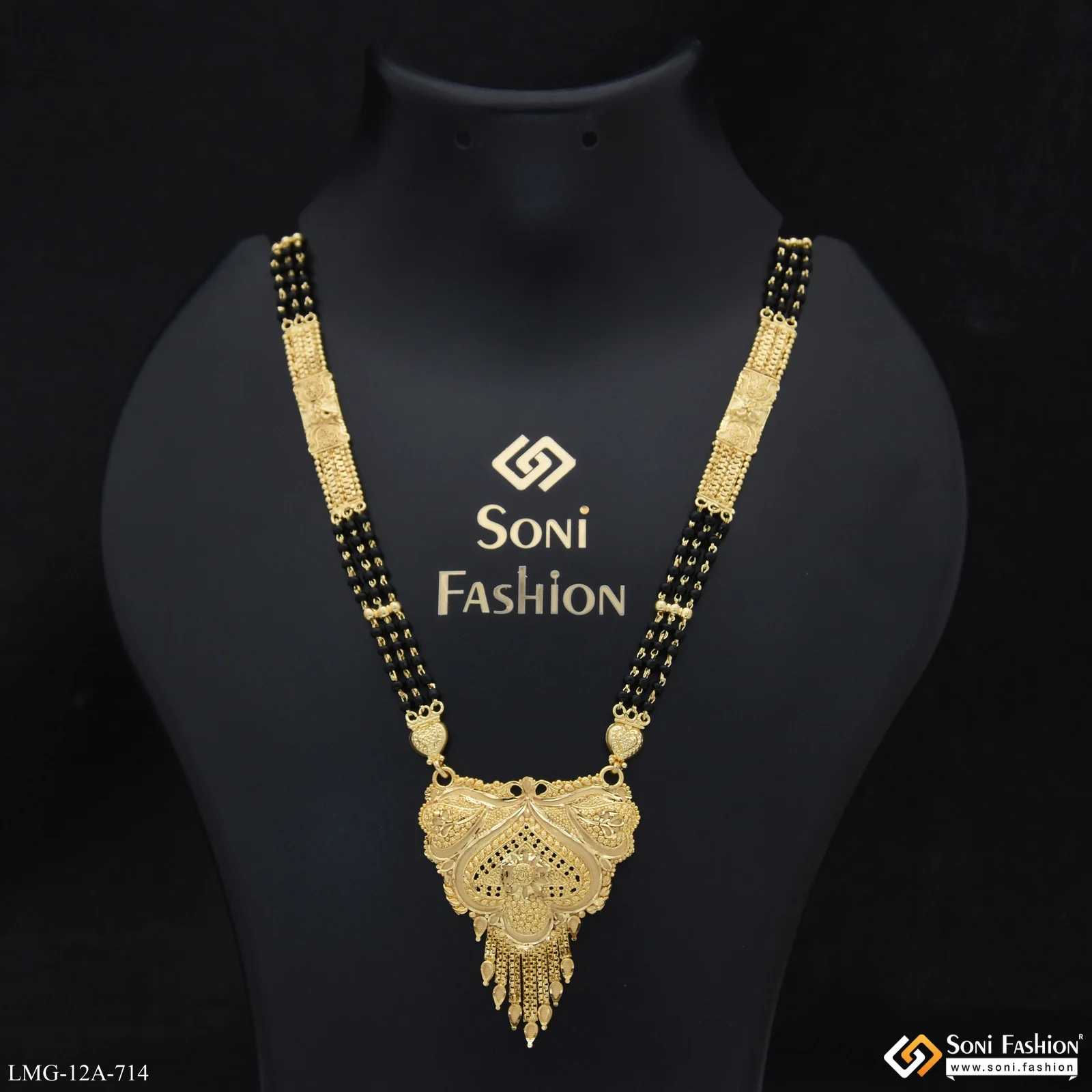 3 Line Lovely Design Gold Plated Mangalsutra for Women - Style A714