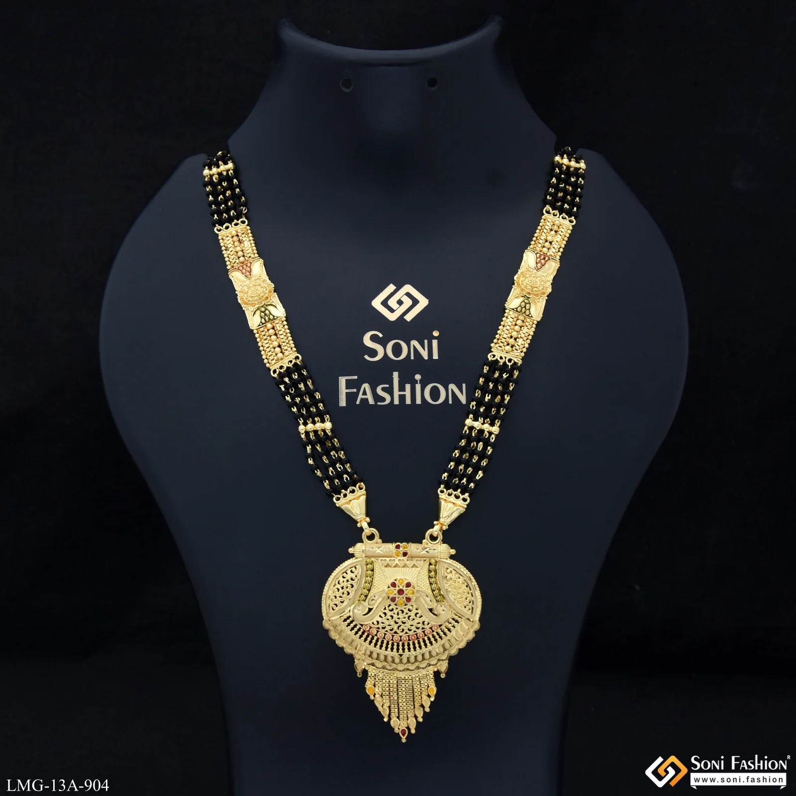 4 Line Artisanal Design Gold Plated Mangalsutra for Women - Style A904