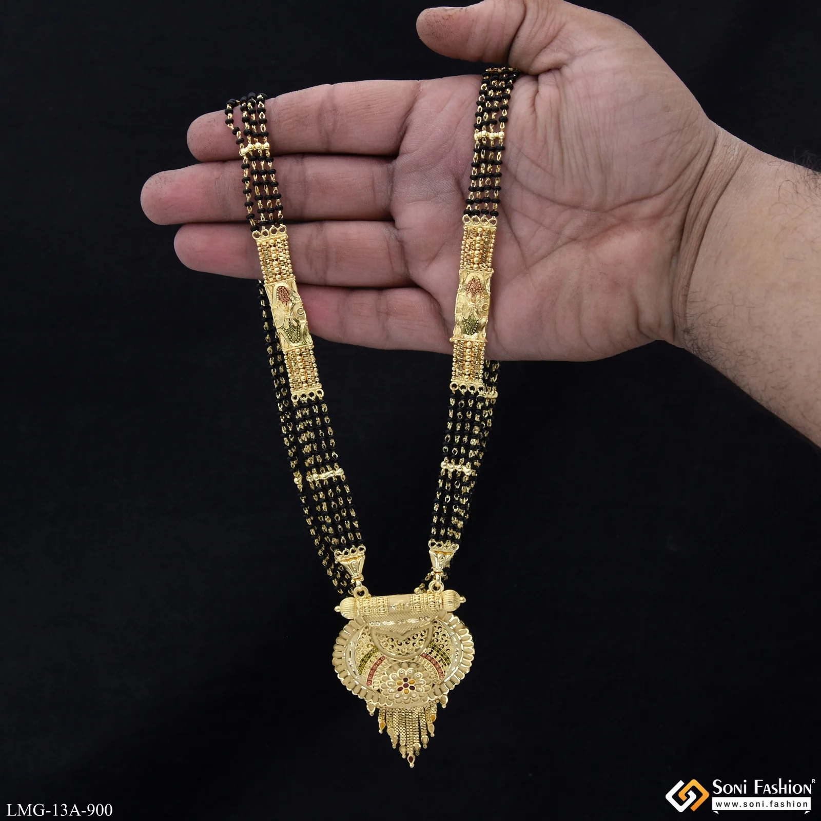 4 Line Best Quality Gold Plated Mangalsutra for Women - Style A900 - Image 2