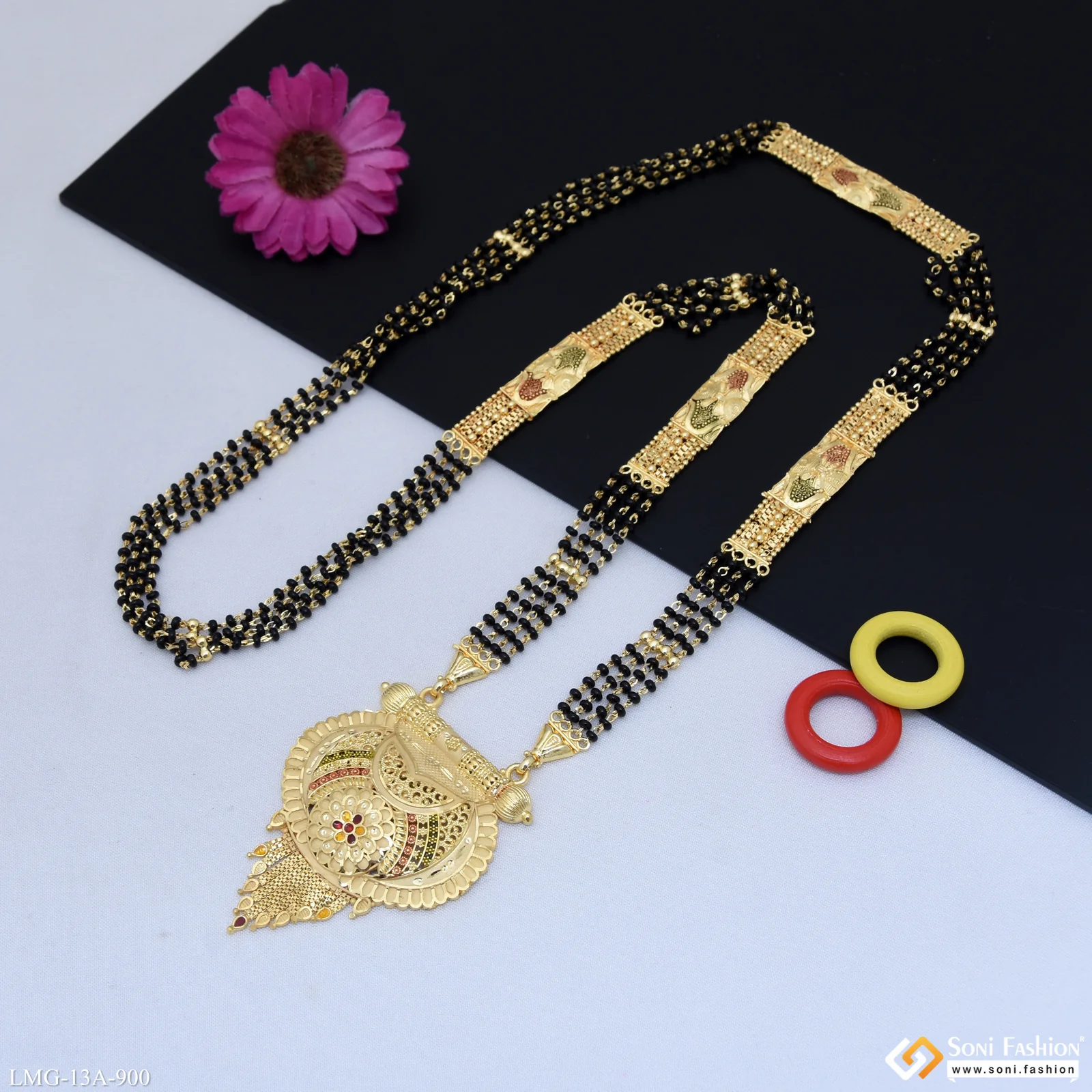 4 Line Best Quality Gold Plated Mangalsutra for Women - Style A900 - Image 5