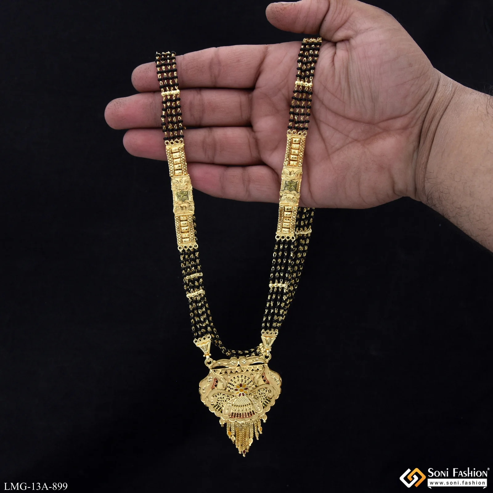 4 Line Brilliant Design Gold Plated Mangalsutra for Women - Style A899 - Image 2