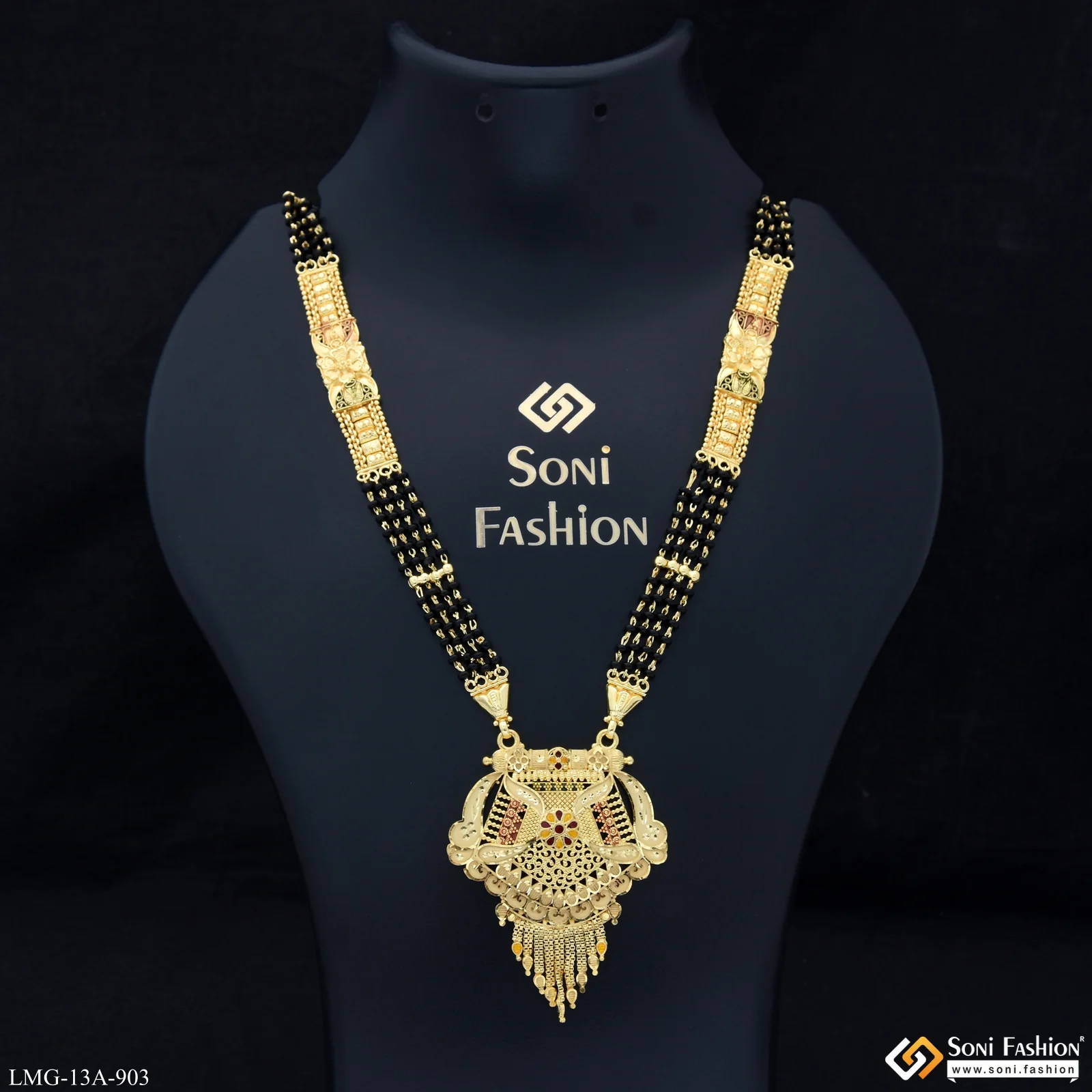 4 Line Casual Design Gold Plated Mangalsutra for Women - Style A903
