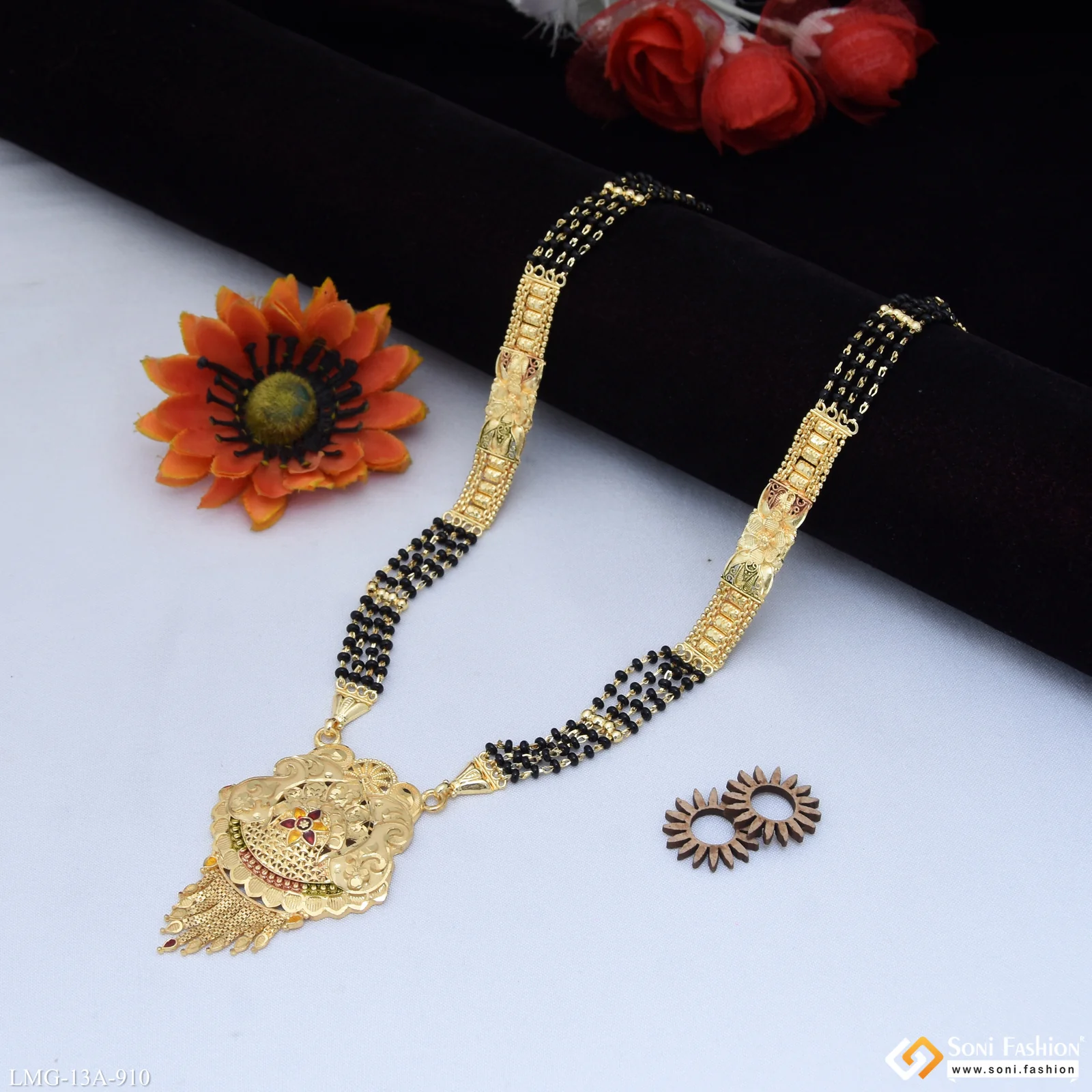4 Line Casual Design Gold Plated Mangalsutra for Women - Style A910 - Image 3