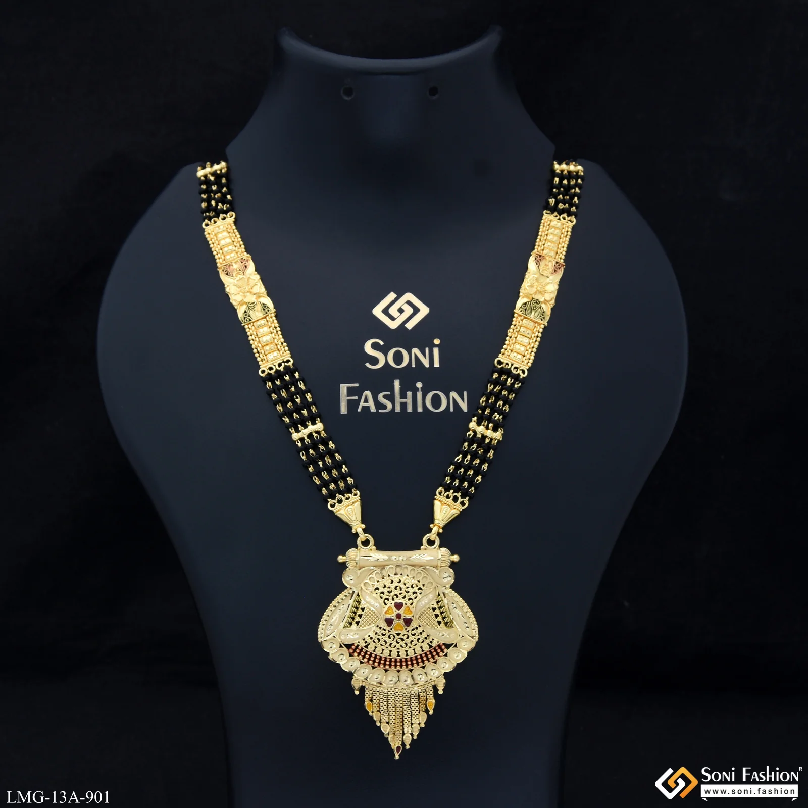 4 Line Classic Design Gold Plated Mangalsutra for Women - Style A901