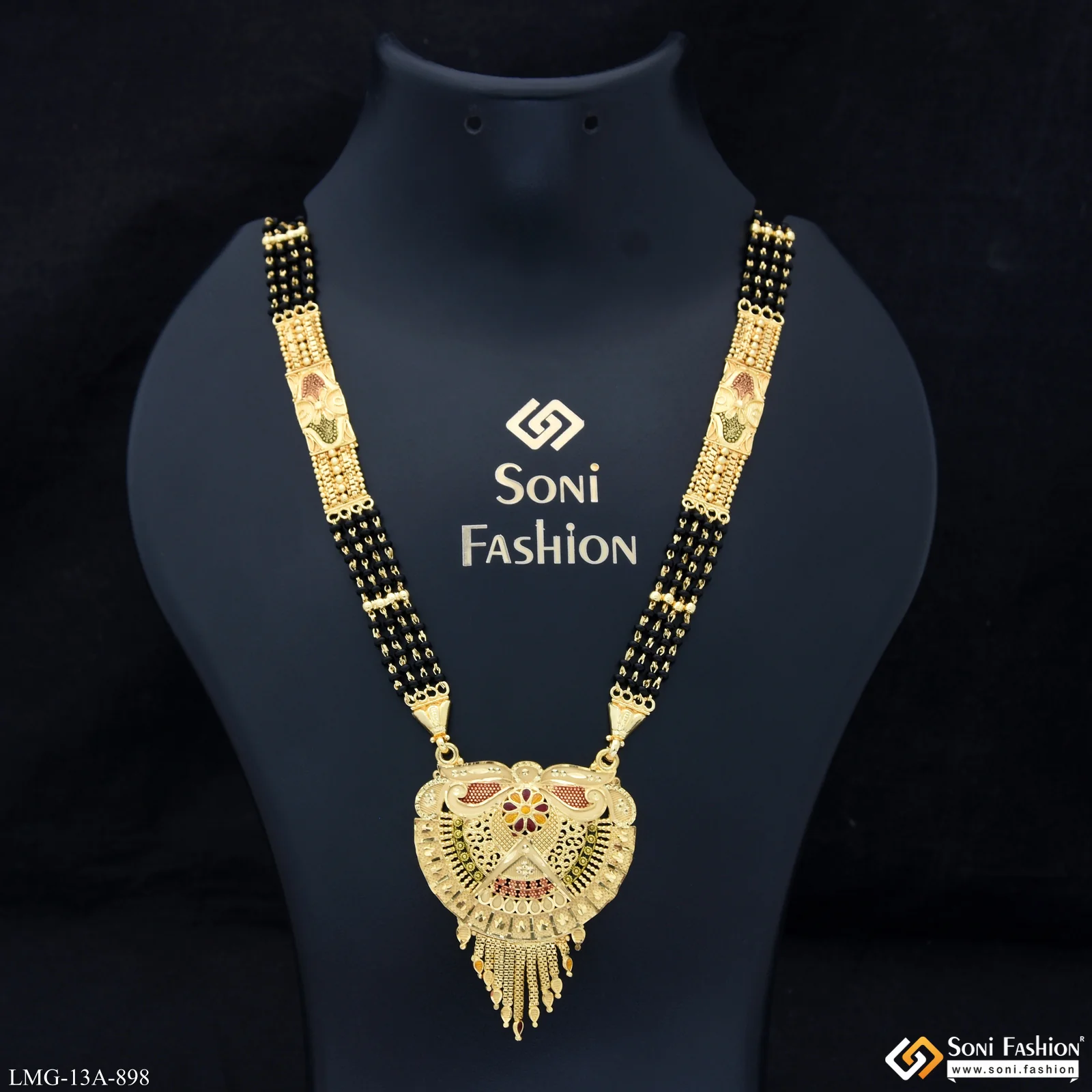 4 Line Decorative Design Gold Plated Mangalsutra for Women - Style A898