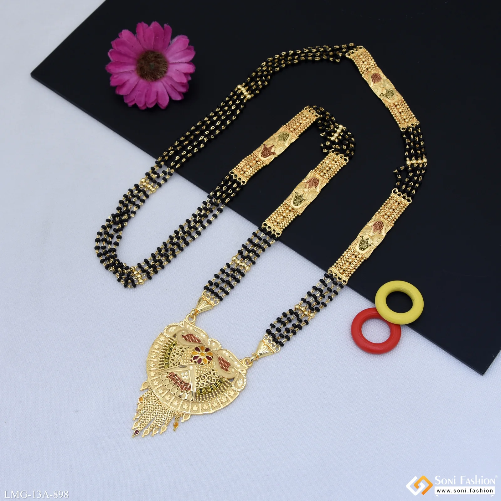 4 Line Decorative Design Gold Plated Mangalsutra for Women - Style A898 - Image 4