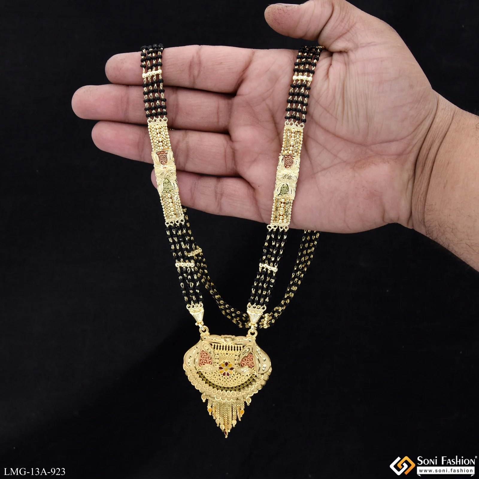 4 Line Designer Gold Plated Mangalsutra for Women - Style A923 - Image 2