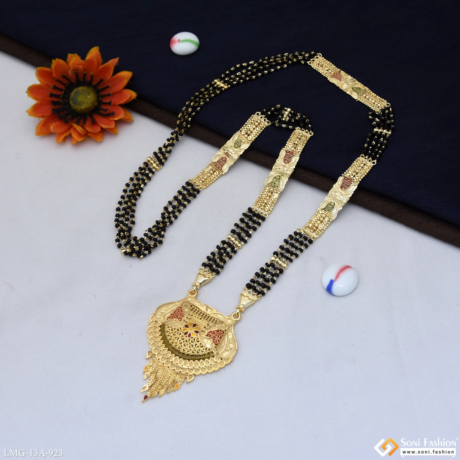 4 Line Designer Gold Plated Mangalsutra for Women - Style A923 - Image 4