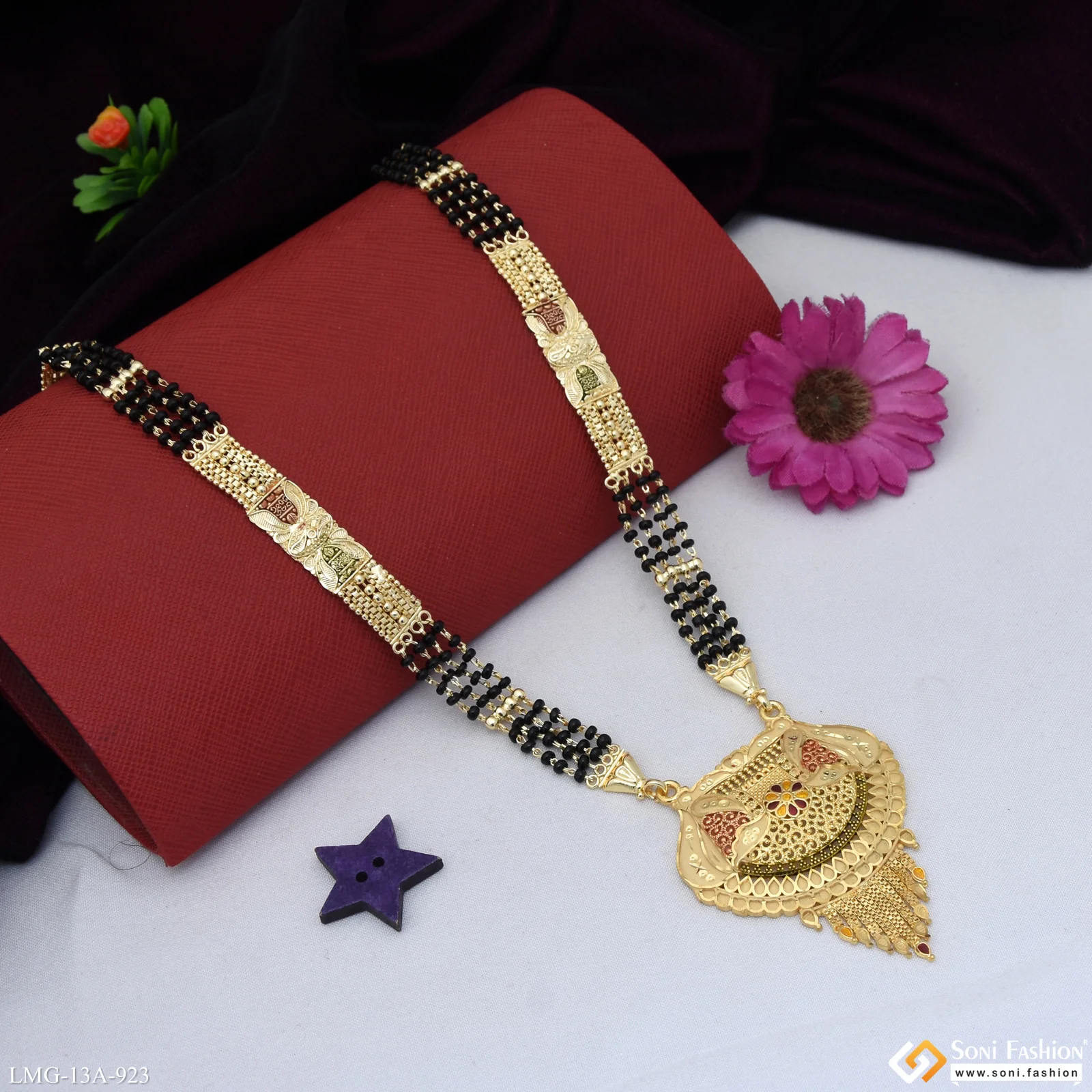4 Line Designer Gold Plated Mangalsutra for Women - Style A923 - Image 5