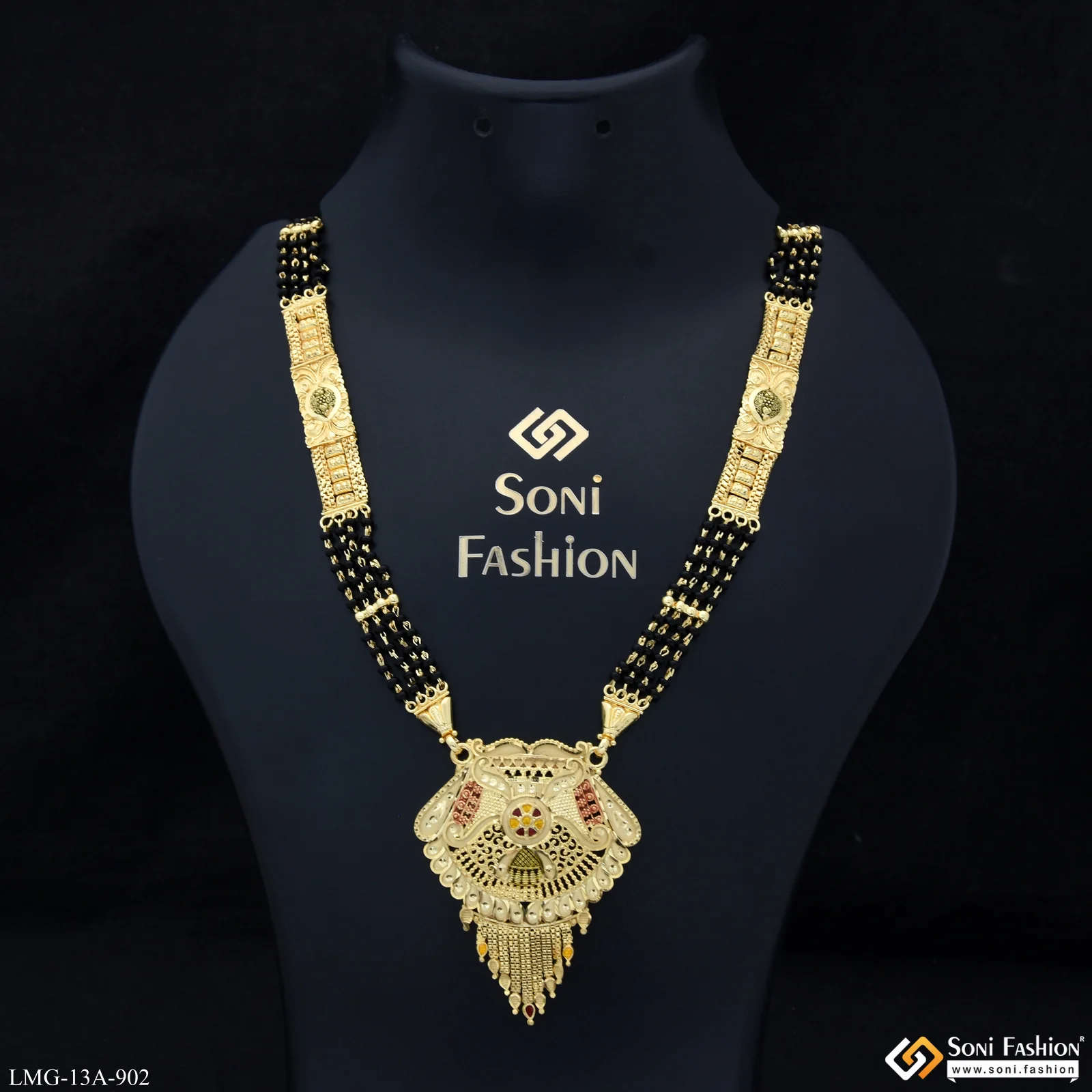 4 Line Fancy Design Gold Plated Mangalsutra for Women - Style A902