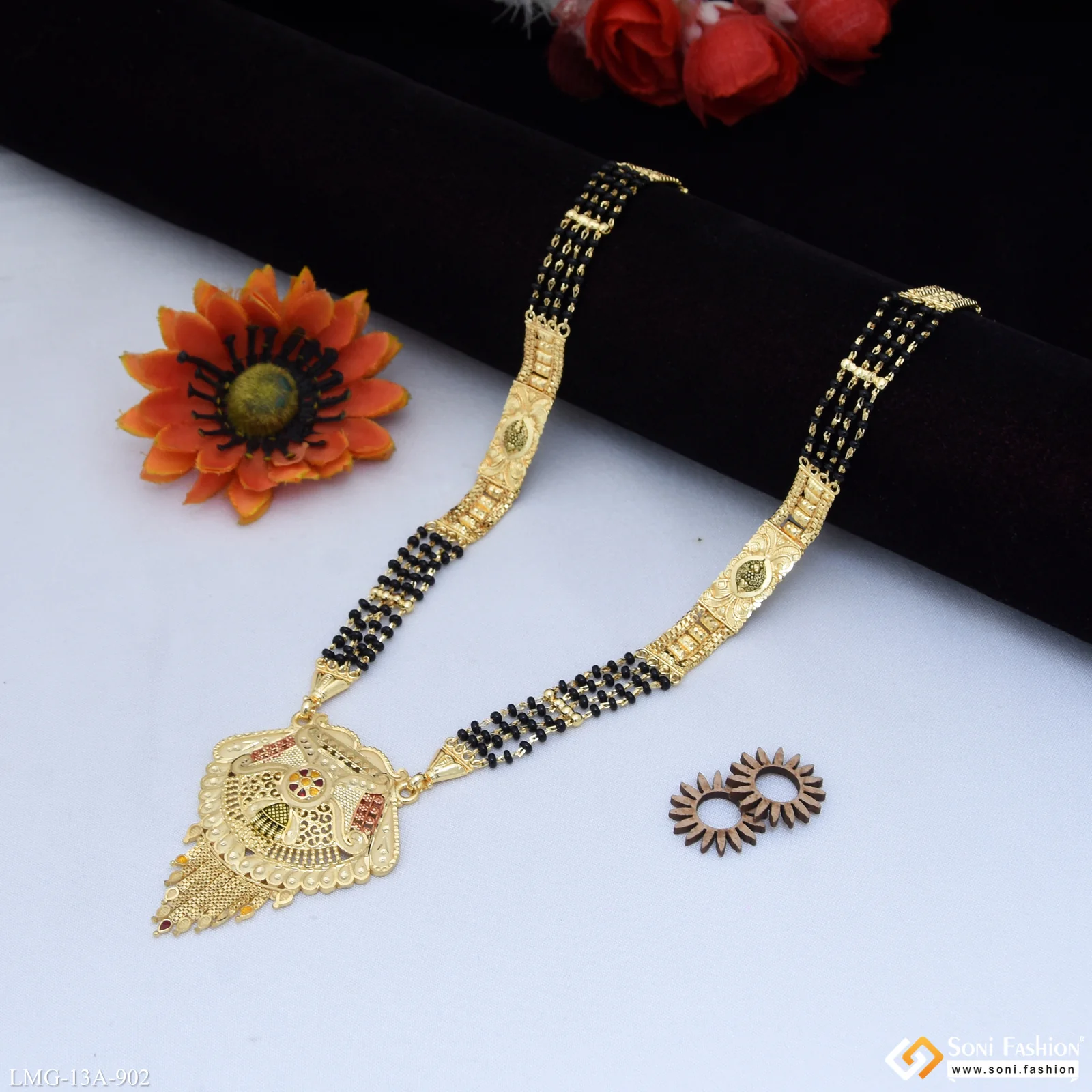4 Line Fancy Design Gold Plated Mangalsutra for Women - Style A902 - Image 3