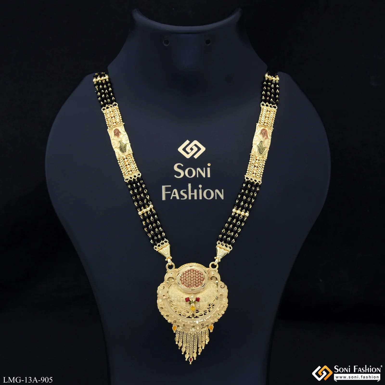 4 Line Lovely Design Gold Plated Mangalsutra for Women - Style A905