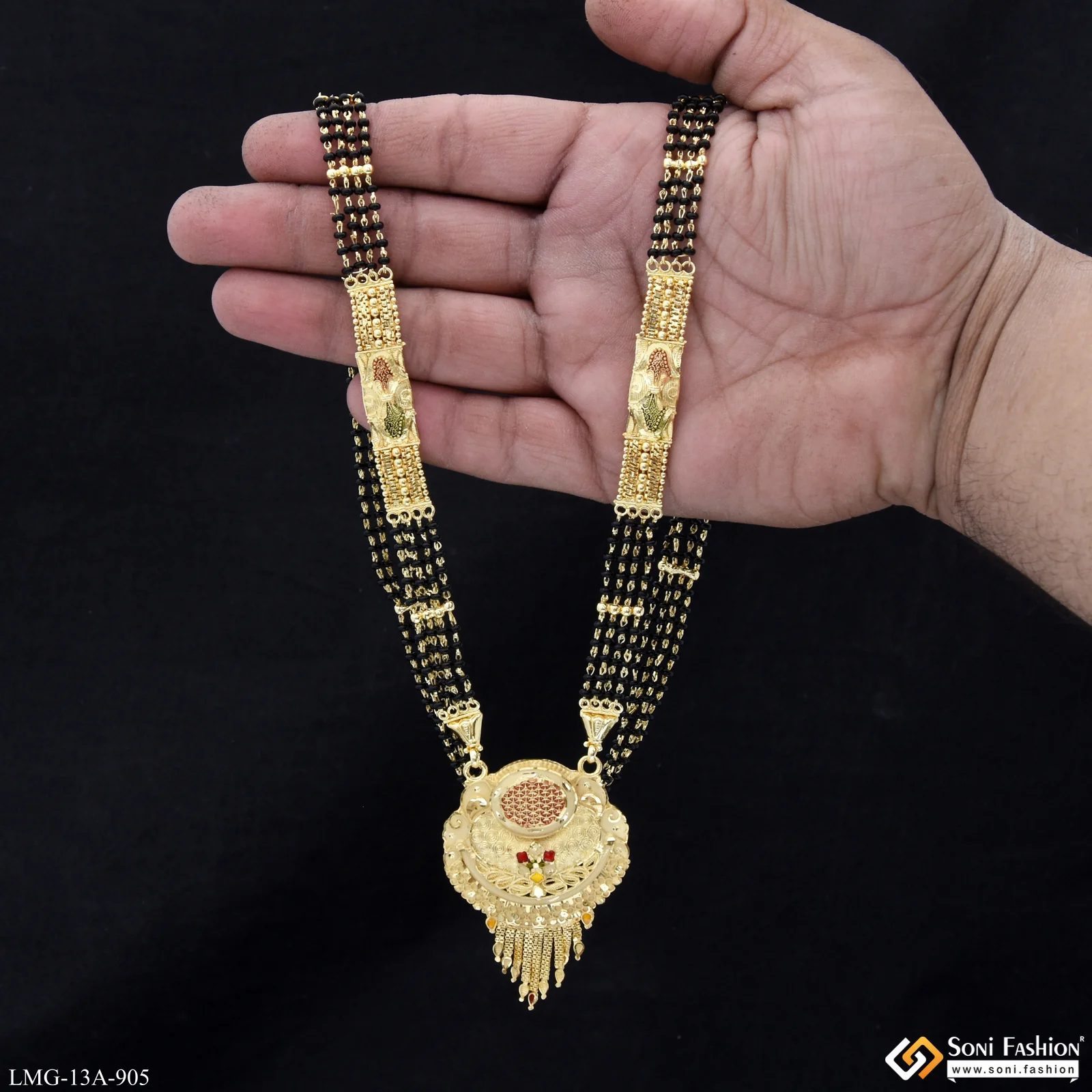 4 Line Lovely Design Gold Plated Mangalsutra for Women - Style A905 - Image 2