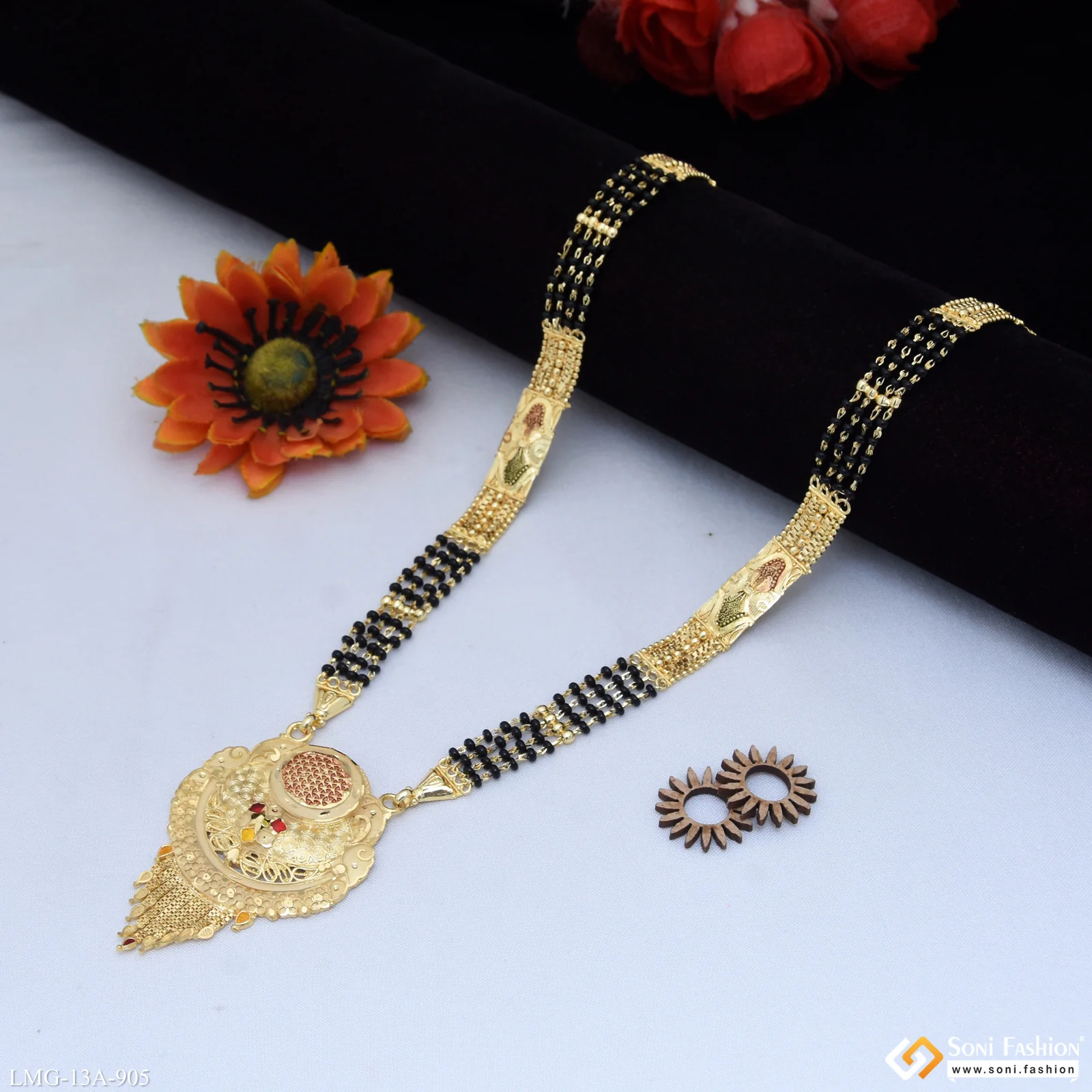 4 Line Lovely Design Gold Plated Mangalsutra for Women - Style A905 - Image 3