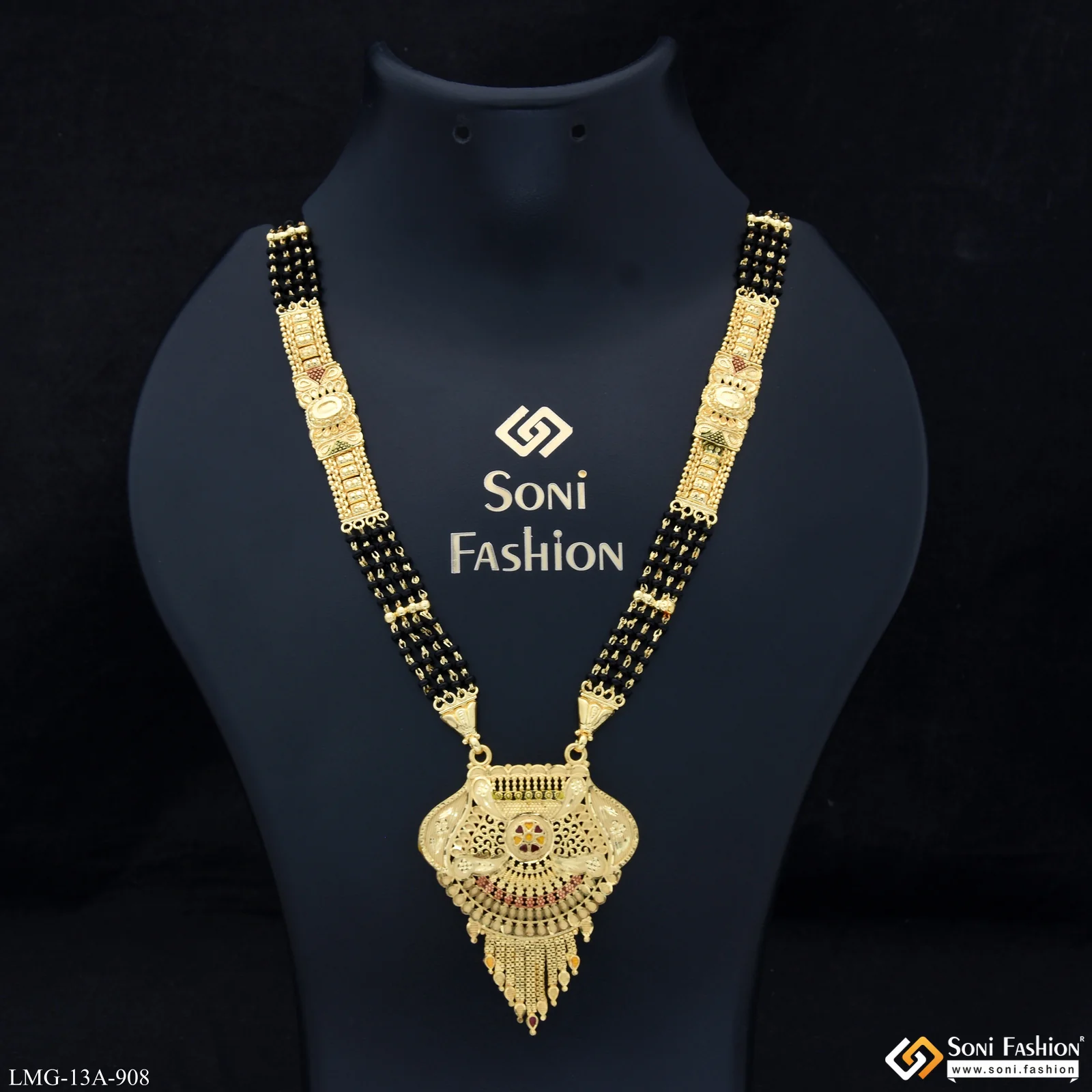 4 Line Magnificent Design Gold Plated Mangalsutra for Women - Style A908