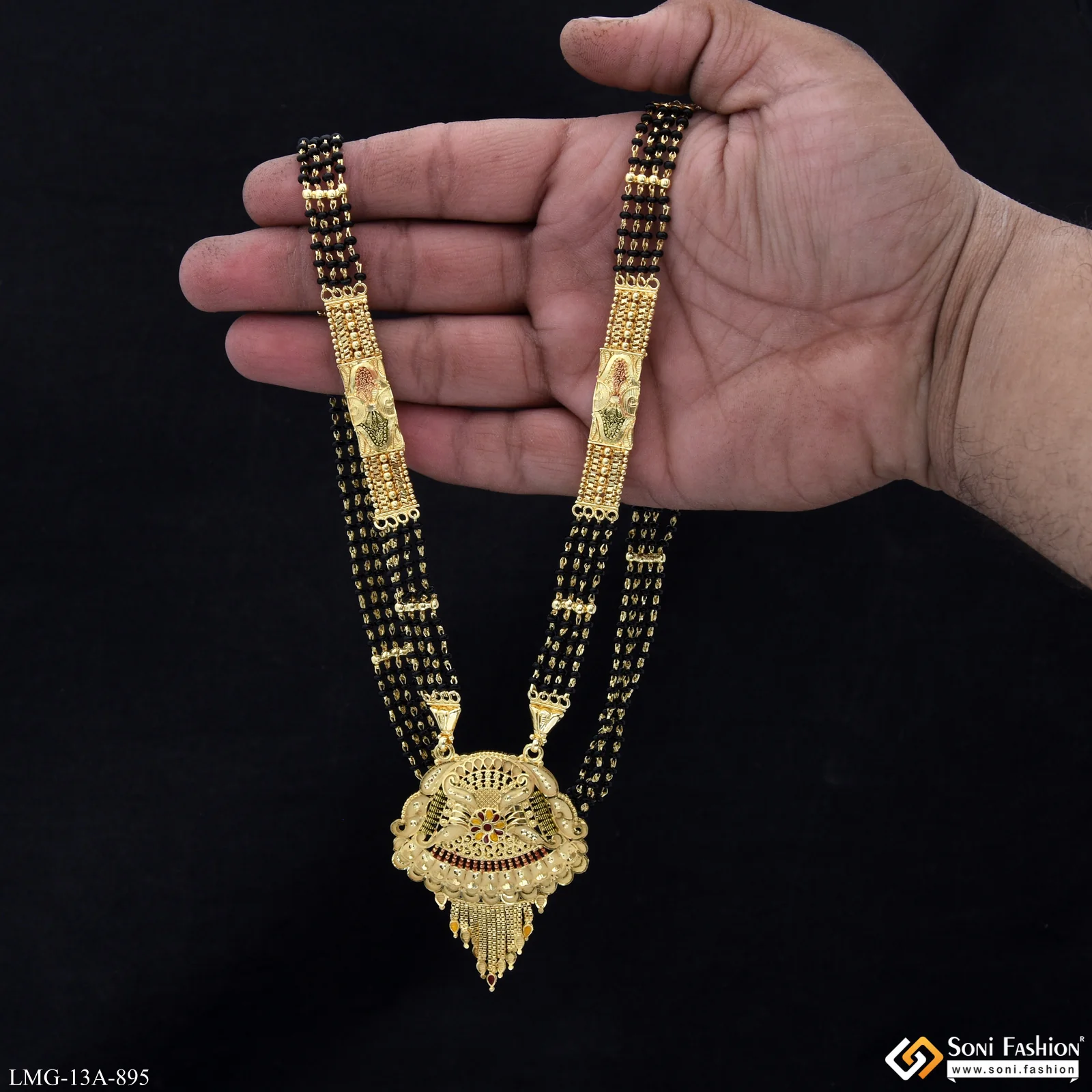 4 Line Radiant Design Gold Plated Mangalsutra for Women - Style A895 - Image 2