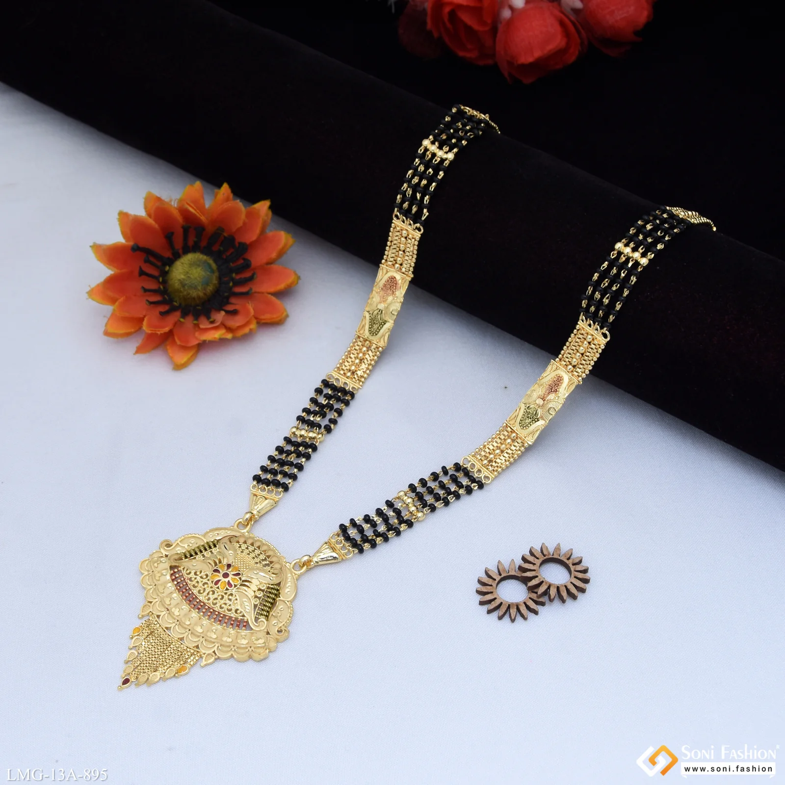 4 Line Radiant Design Gold Plated Mangalsutra for Women - Style A895 - Image 3