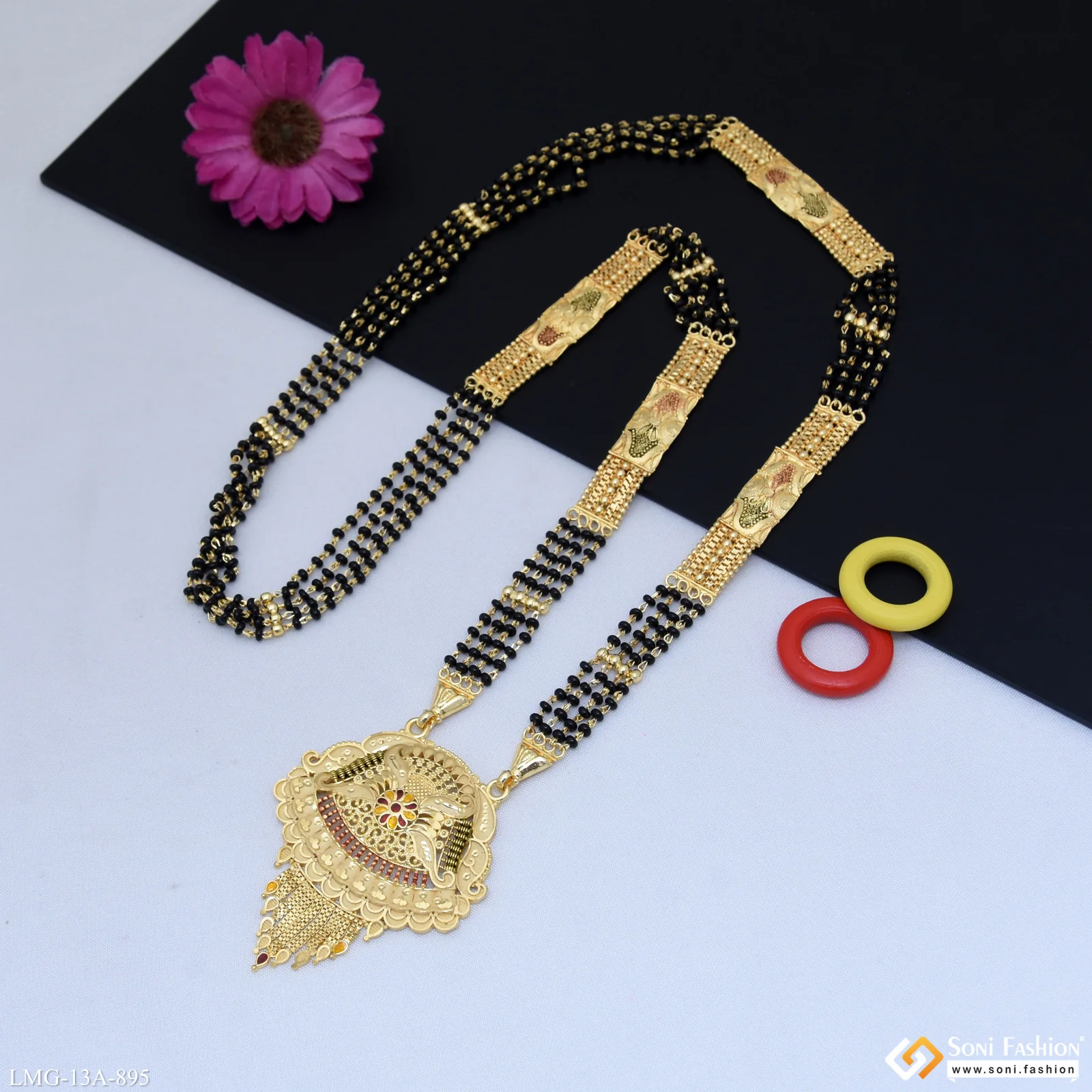 4 Line Radiant Design Gold Plated Mangalsutra for Women - Style A895 - Image 4