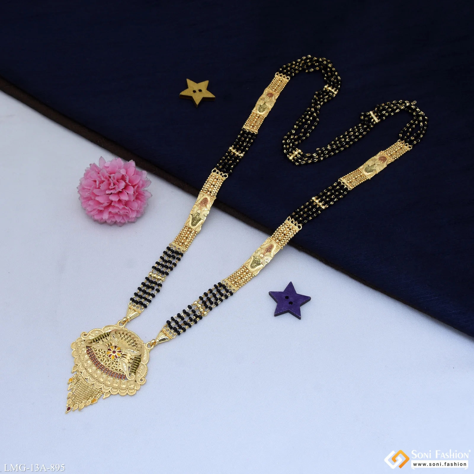 4 Line Radiant Design Gold Plated Mangalsutra for Women - Style A895 - Image 5