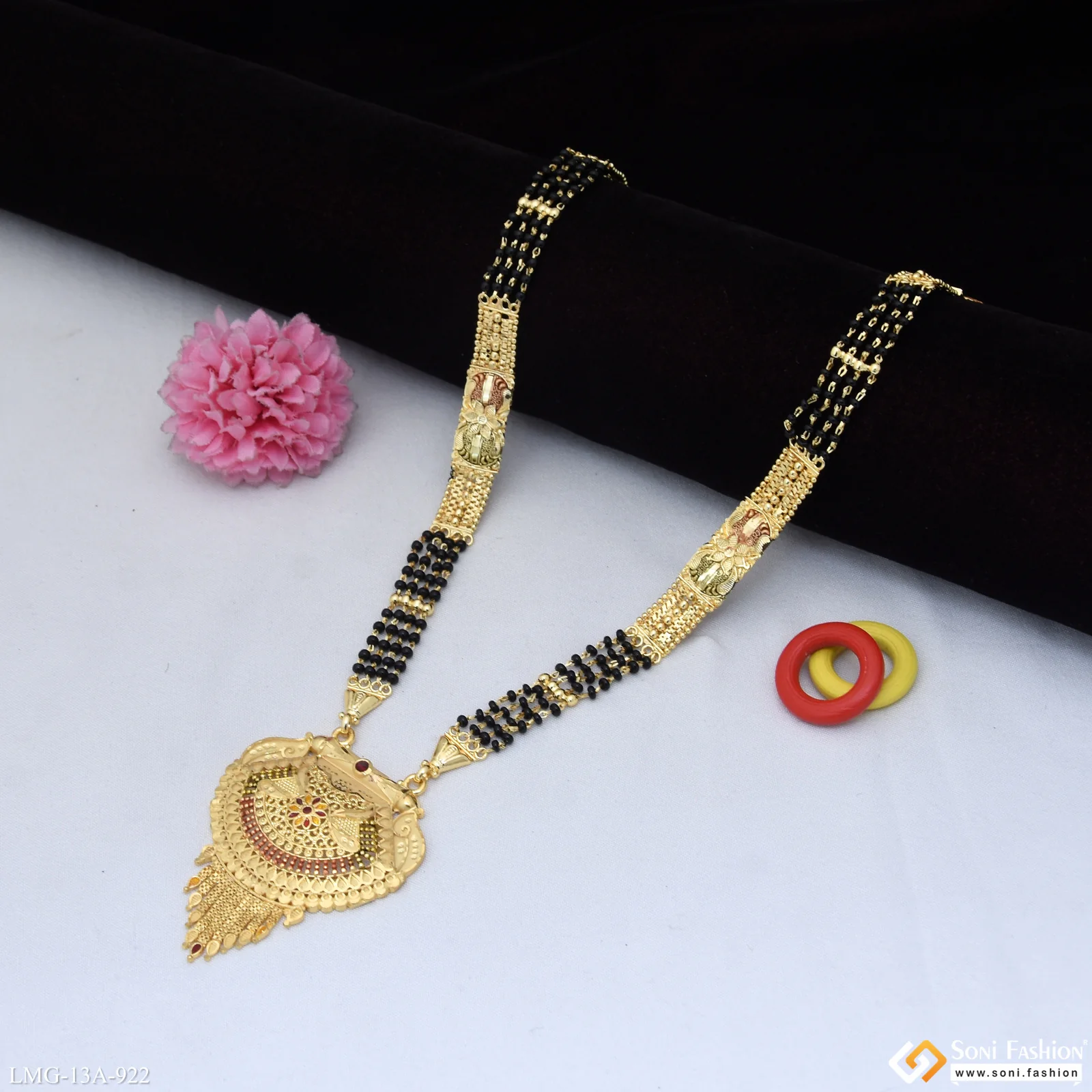 4 Line Sparkling Design Gold Plated Mangalsutra for Women - Style A922 - Image 4