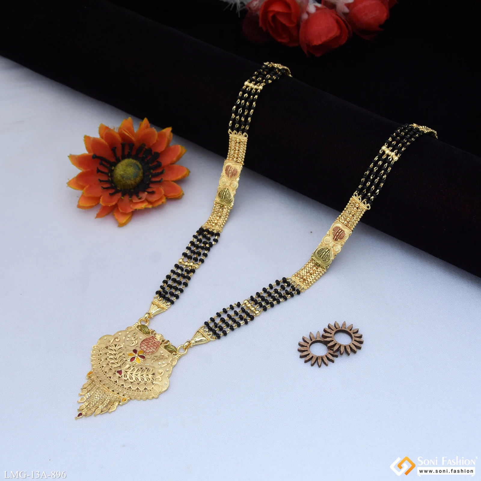 4 Line Stunning Design Gold Plated Mangalsutra for Women - Style A896 - Image 3