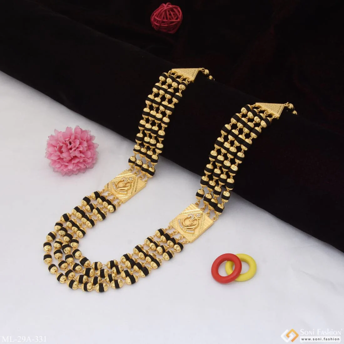 4 Line With Diamond Popular Design Gold Plated Rudraksha Mala For Men - Style A331 - Image 6