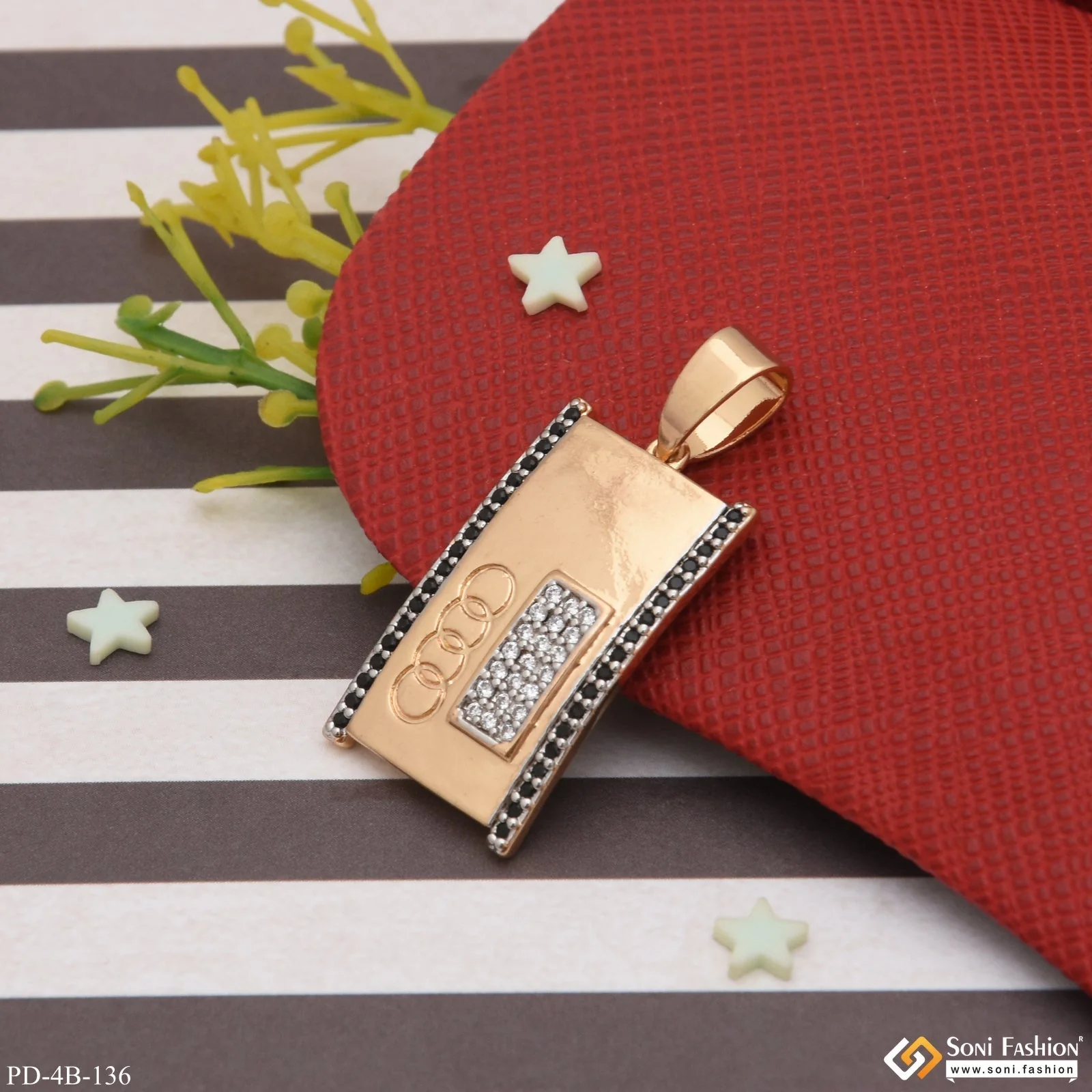 4 Round with Diamond Finely Detailed Design Rose Gold Pendant for Men - Style B136 - Image 2
