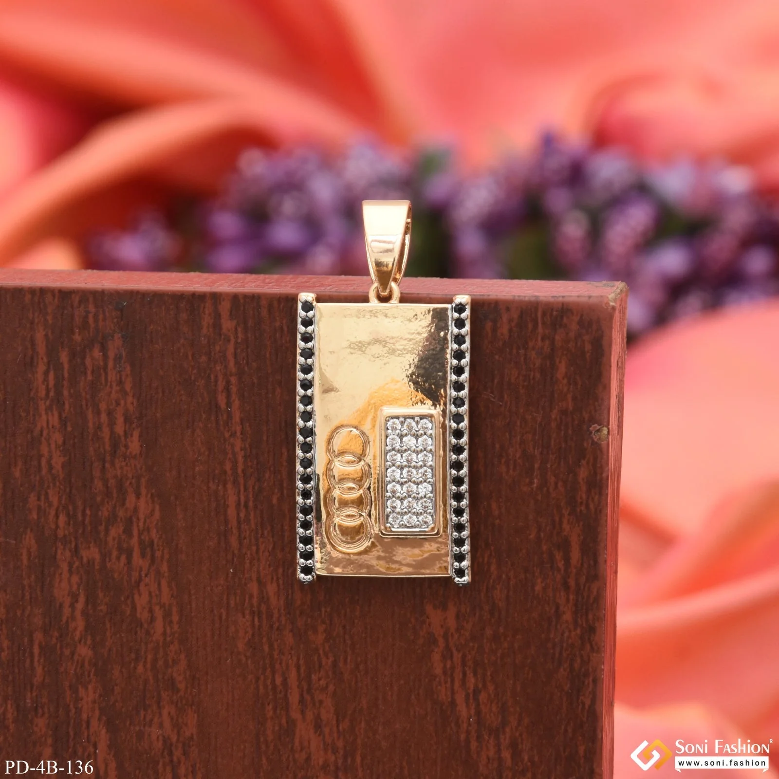4 Round with Diamond Finely Detailed Design Rose Gold Pendant for Men - Style B136 - Image 3
