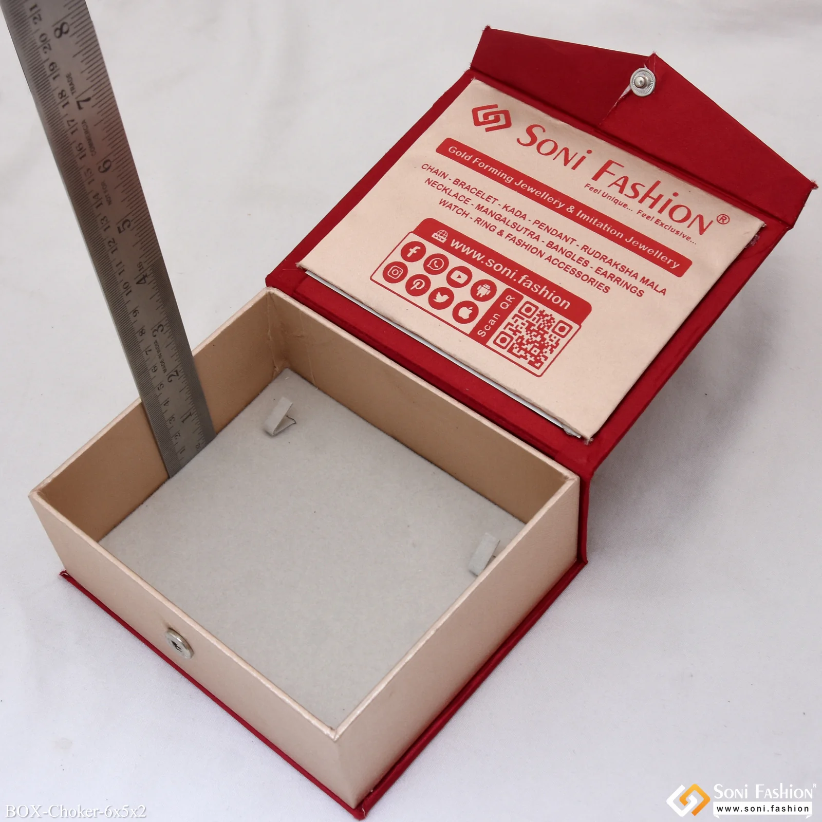 6x5 Inch Box for Choker Necklace Set, Big Chain - Premium Velvet & Satin Jewellery Box - Image 6