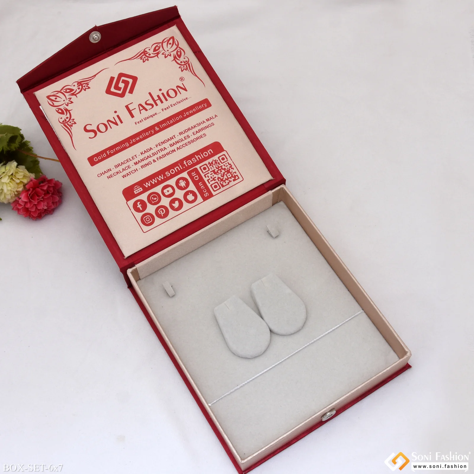 6x7 Inch Box for Necklace Set, Mangalsutra Set - Premium Velvet & Satin Jewellery Box - Image 5