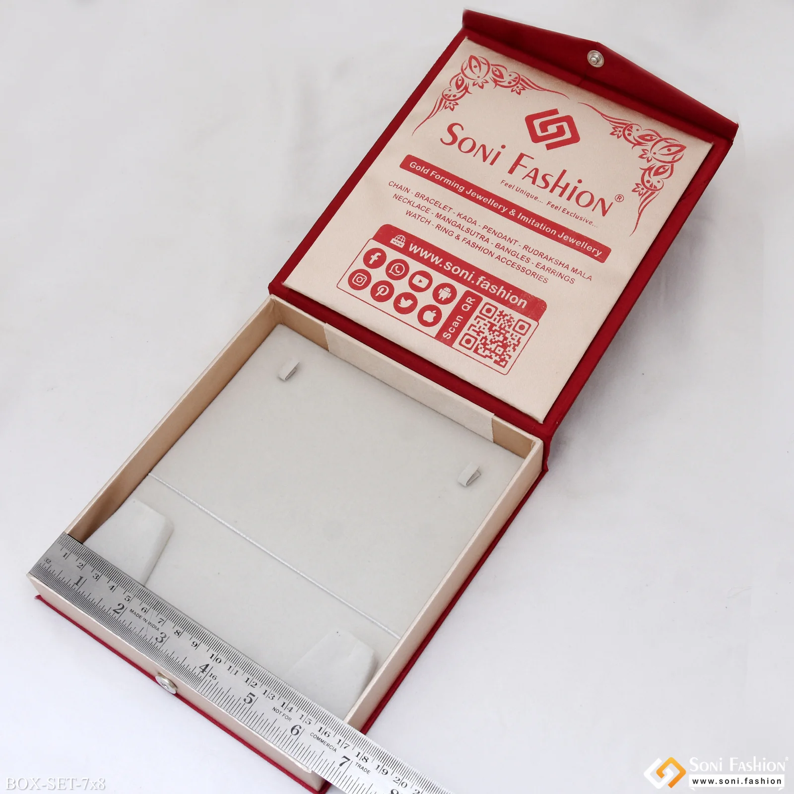 7x8 Inch Box for Necklace Set, Mangalsutra Set - Premium Velvet & Satin Jewellery Box - Image 4